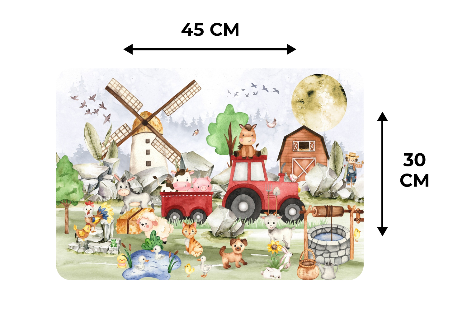 Boerderij in het Maanlicht Placemat vinyl groot -specs
