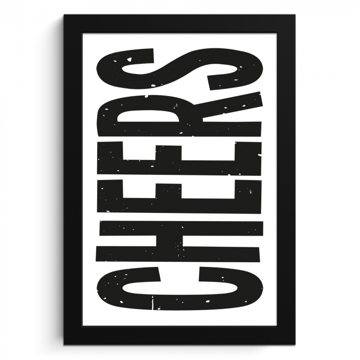 Retro - Cheers - Zwart - Decoratie KitchenYeah - Keuken - Fotolijst klein -3d