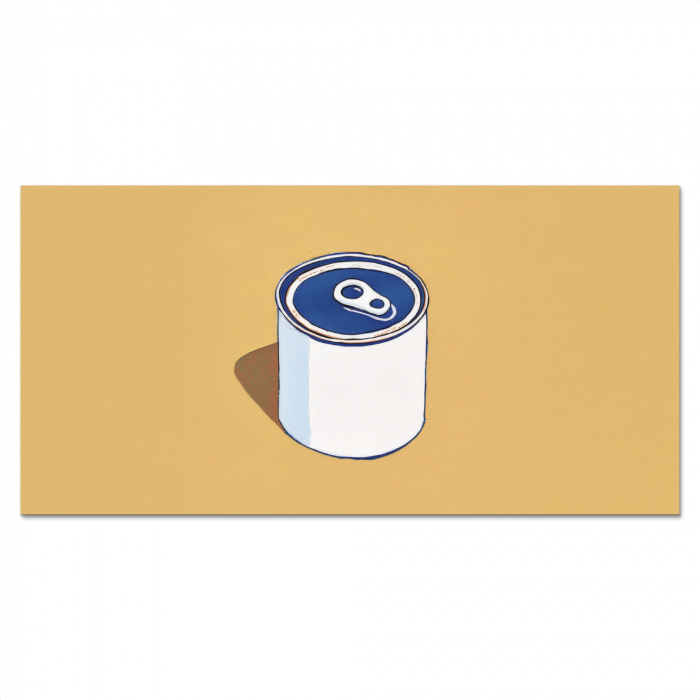 Blikje - Minimalistisch - Blauw - Illustratie Spatscherm Aluminium klein -3d_volledig
