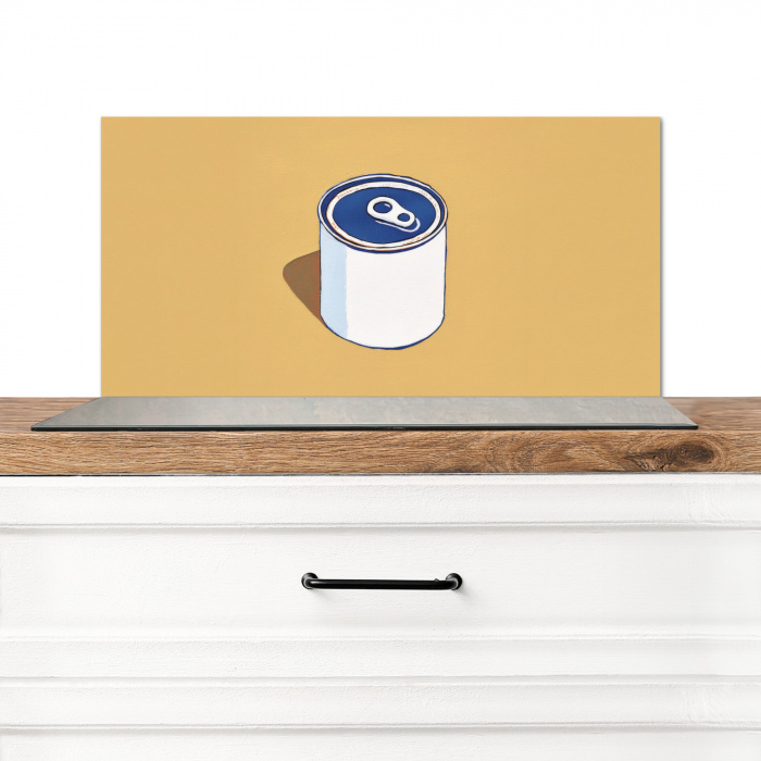 Blikje - Minimalistisch - Blauw - Illustratie Spatscherm Aluminium klein -3d_zonderpan