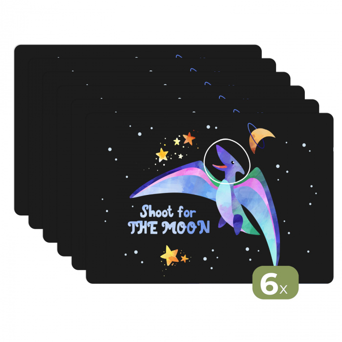 Quotes - 'Shoot for the moon' - Spreuken - Ruimte - Kids - Jongens - Meiden - Kinderen Placemat vinyl groot -zzsfeer3_Kitchenyeah-website