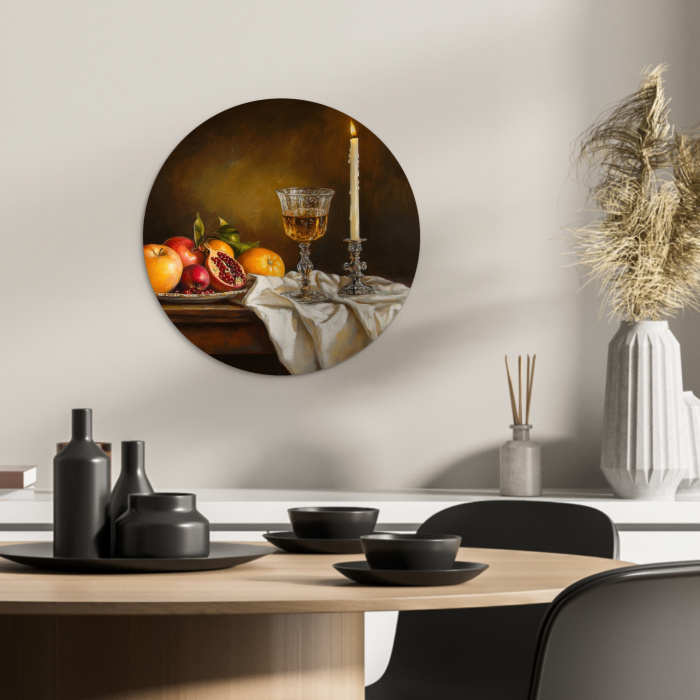 Fruit -  Stilleven - Wijn - Kaars KitchenYeah - Keuken - Wandcirkel Forex klein -sfeer2