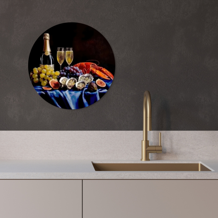 Champagne - Luxe - Oesters KitchenYeah - Keuken - Wandcirkel Forex klein -sfeer1