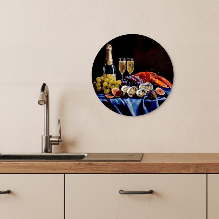 Champagne - Luxe - Oesters KitchenYeah - Keuken - Wandcirkel Forex klein -sfeer3