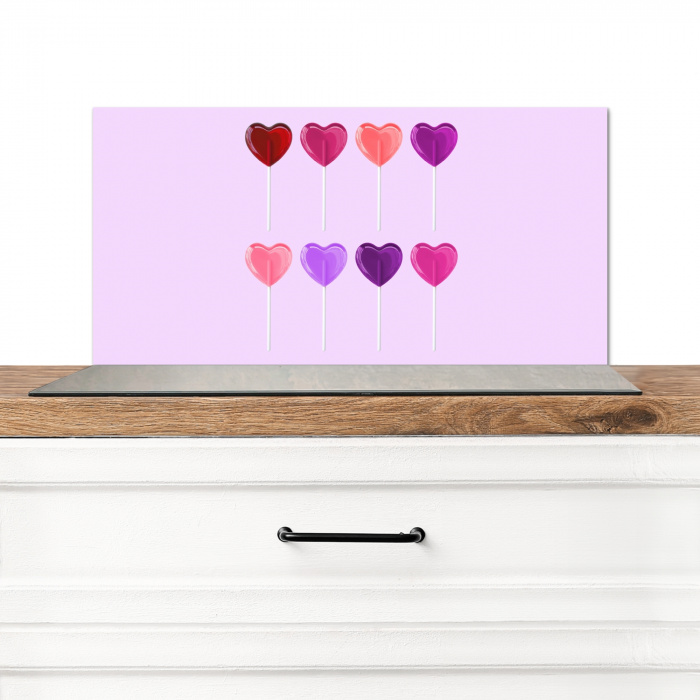 Lolly - Hart - Roze - Snoep Spatscherm Aluminium klein -3d_zonderpan