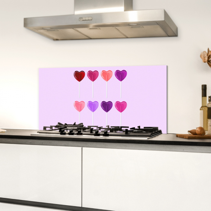 Lolly - Hart - Roze - Snoep Spatscherm Aluminium klein -sfeer4