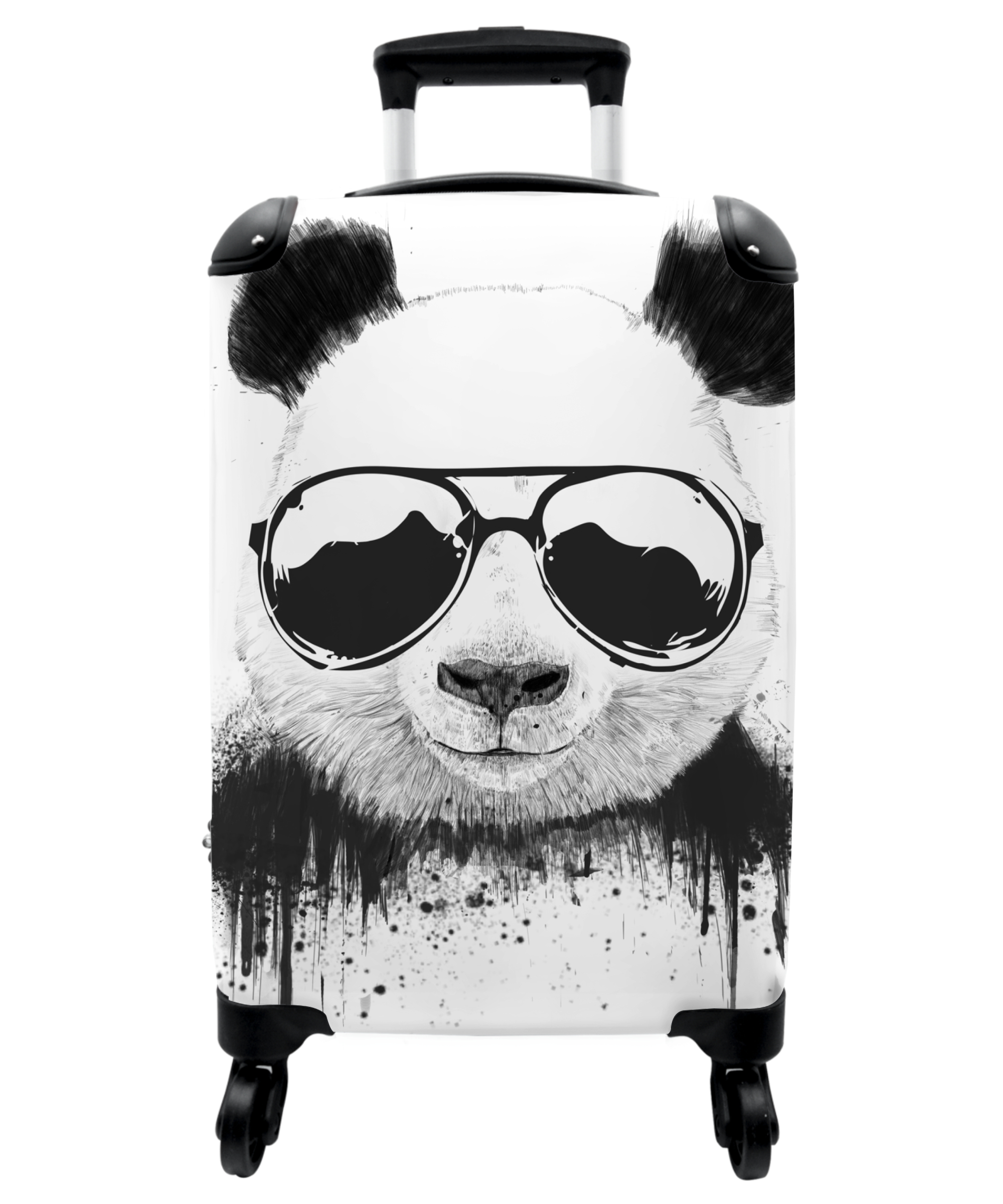 Koffer - Panda - Bril - Druppels - Wit-1