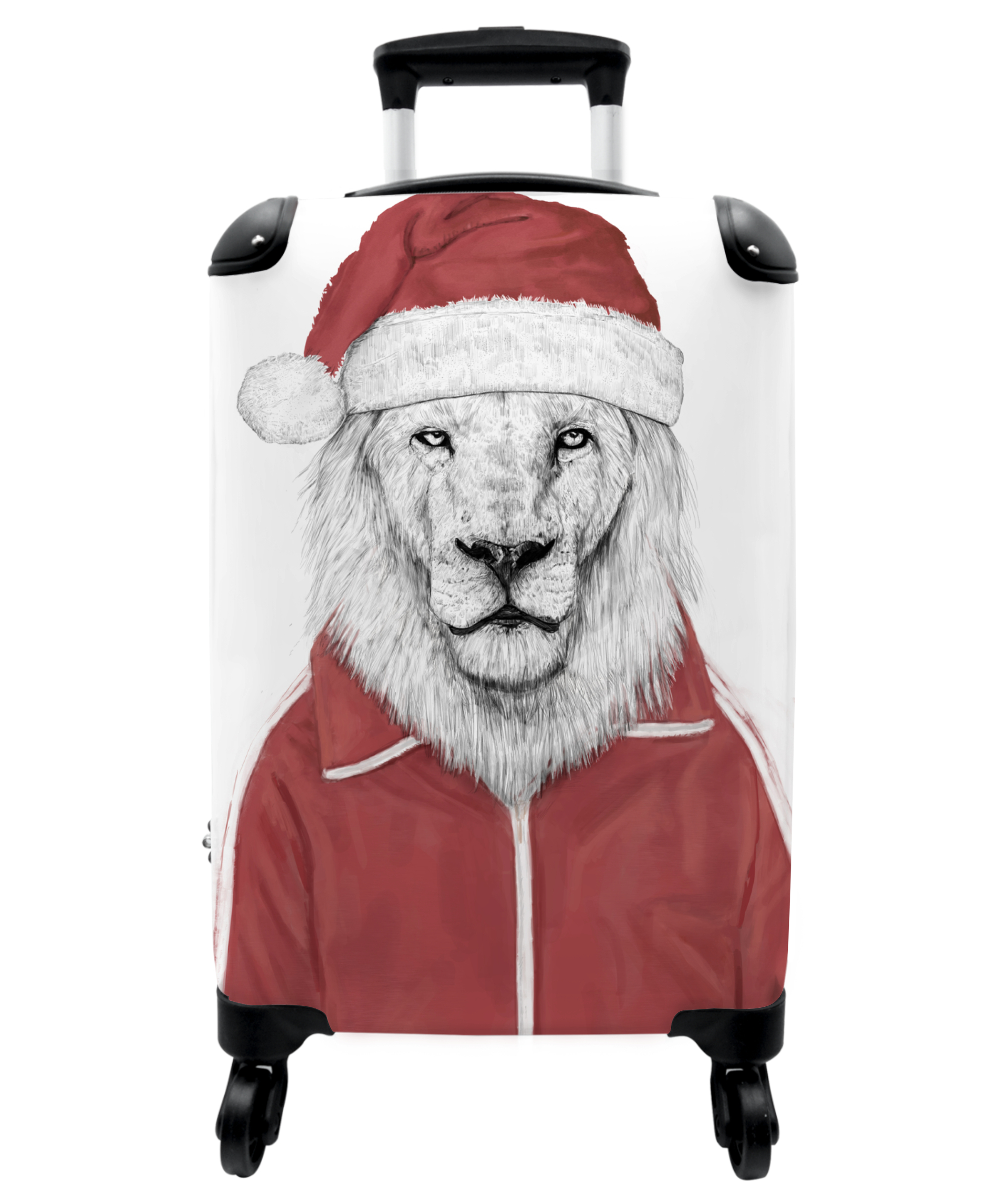 Koffer - Leeuw - Vest - Kerstmuts - Wit-1