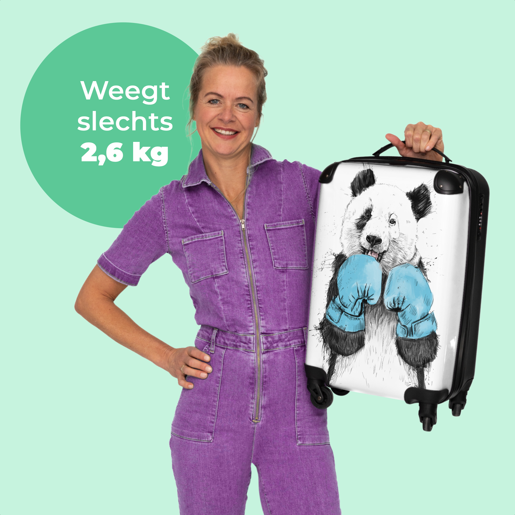 Koffer - Panda - Bokshandschoen - Blauw-4