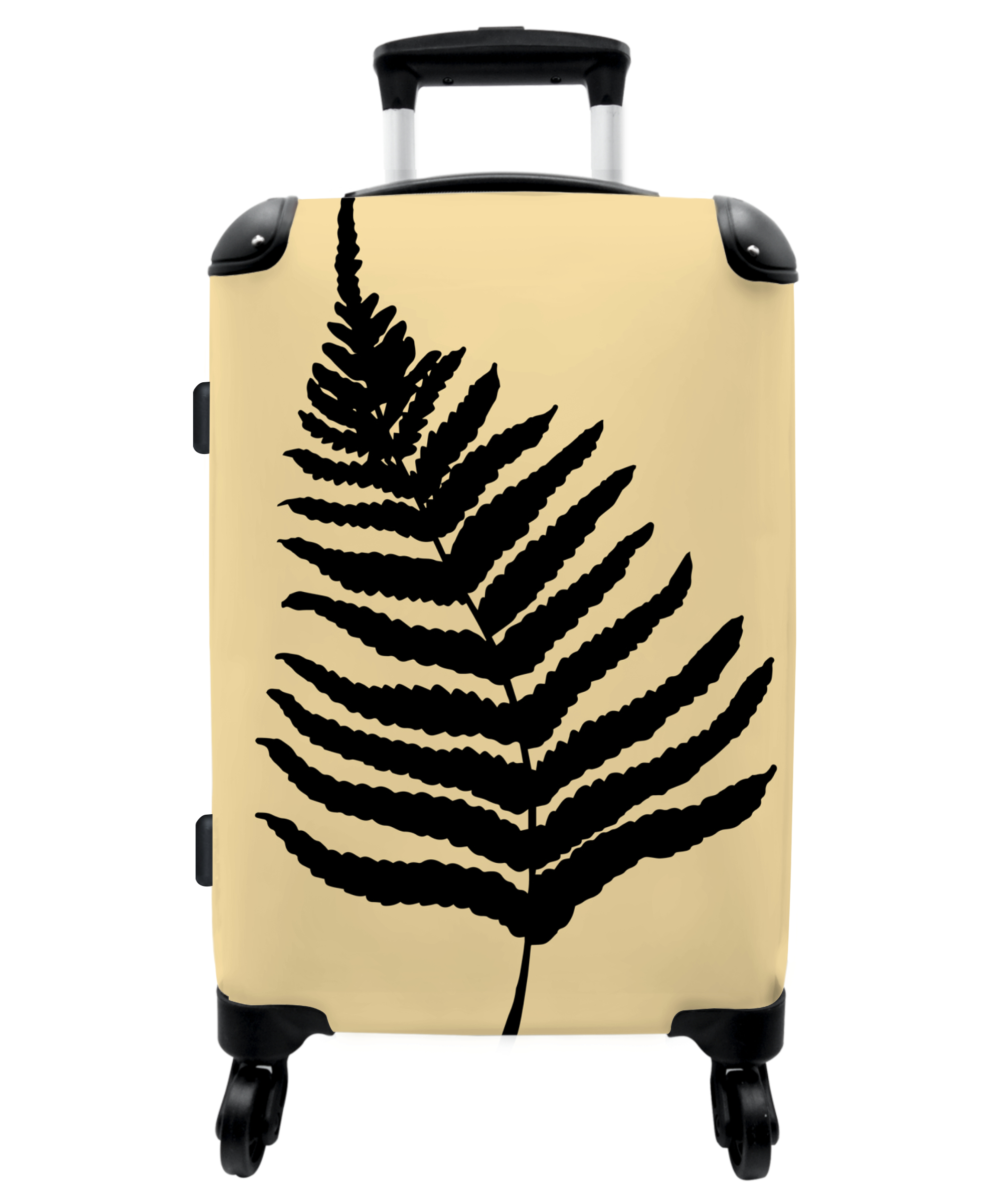 Koffer - Bladeren - Planten - Zwart - Geel - Varenblad