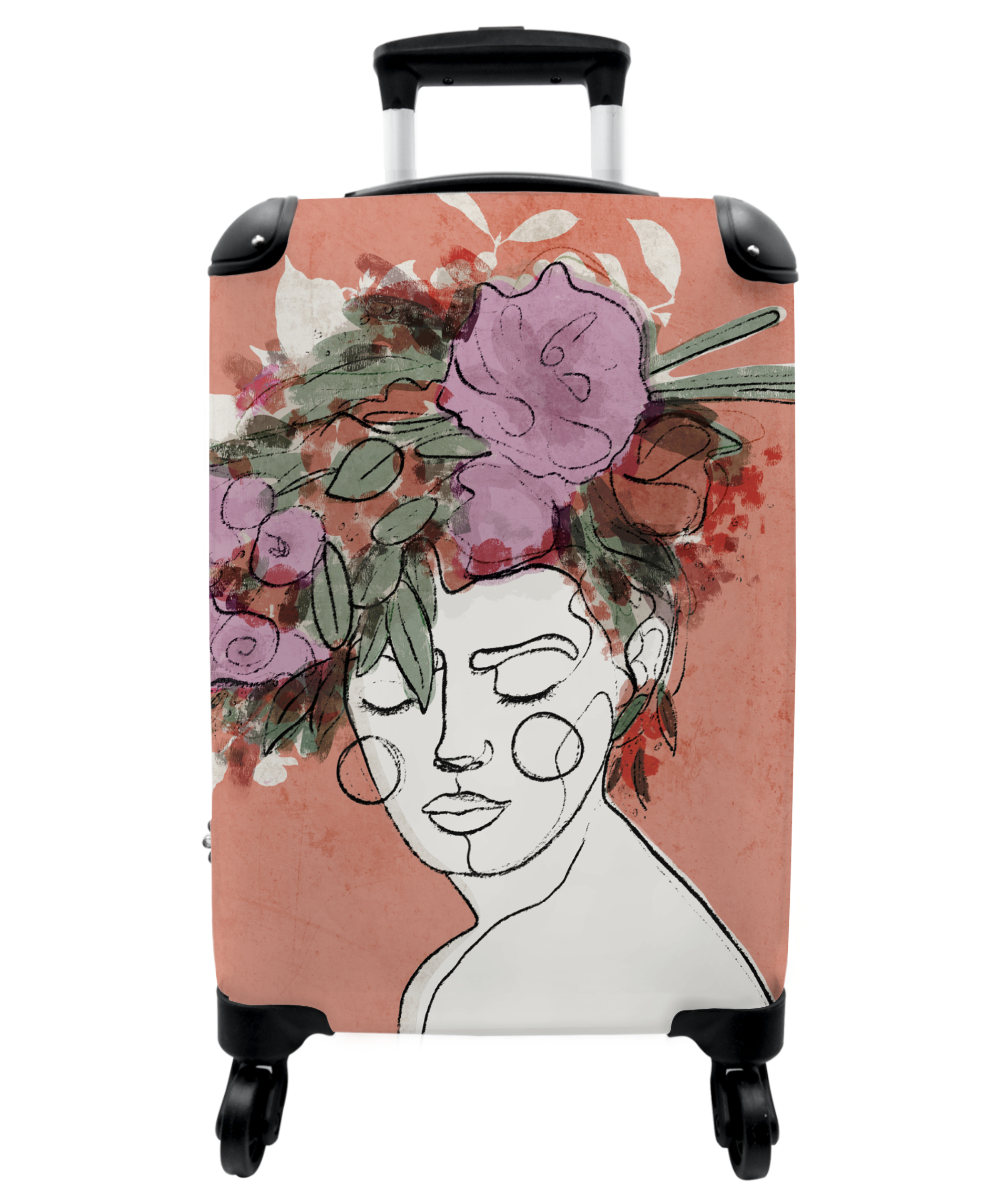 Koffer - Portret - Vrouw - Bloemen - Pastel-1