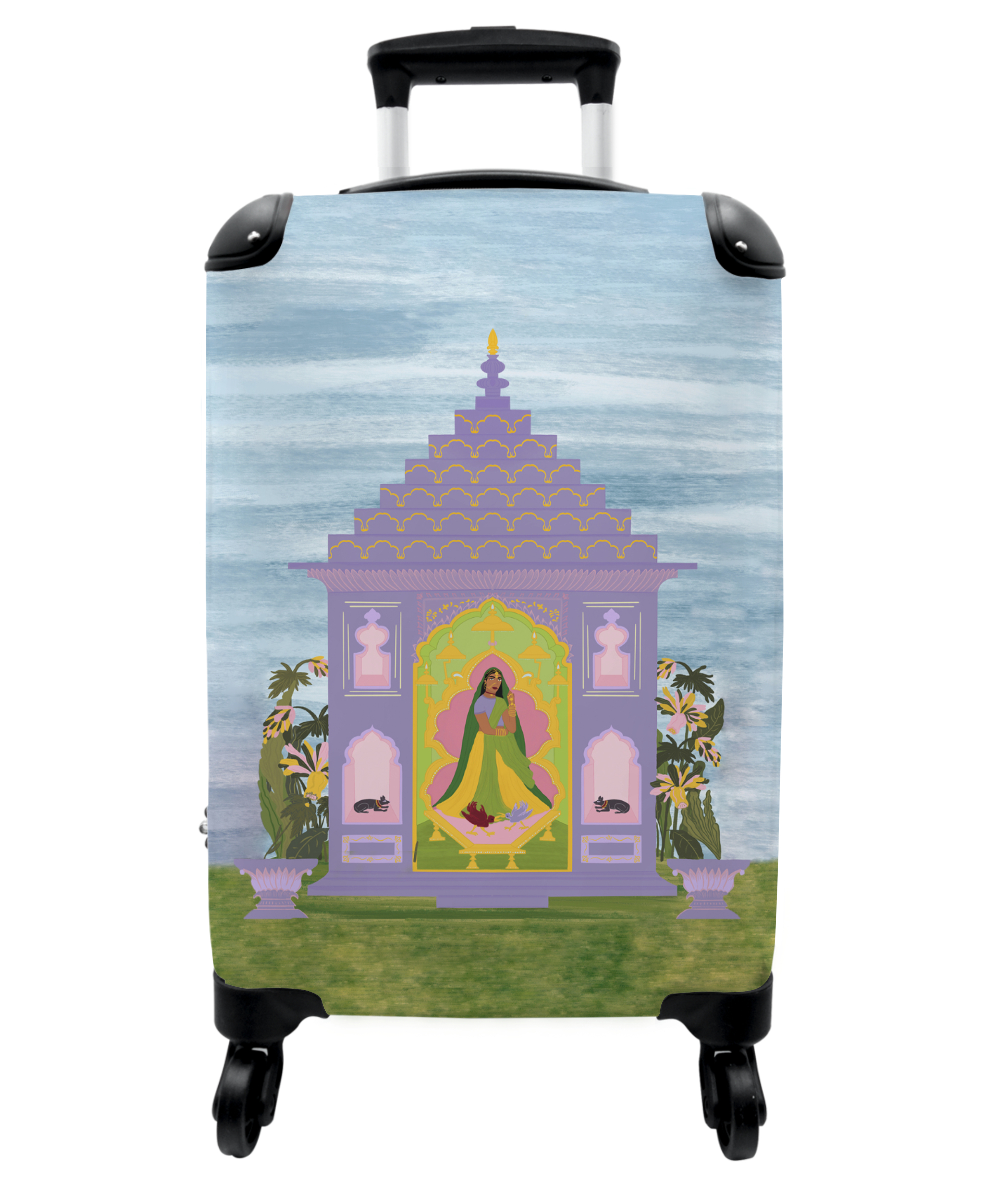 Koffer - Vintage - Tempel - Vrouw - India - Pastel-1