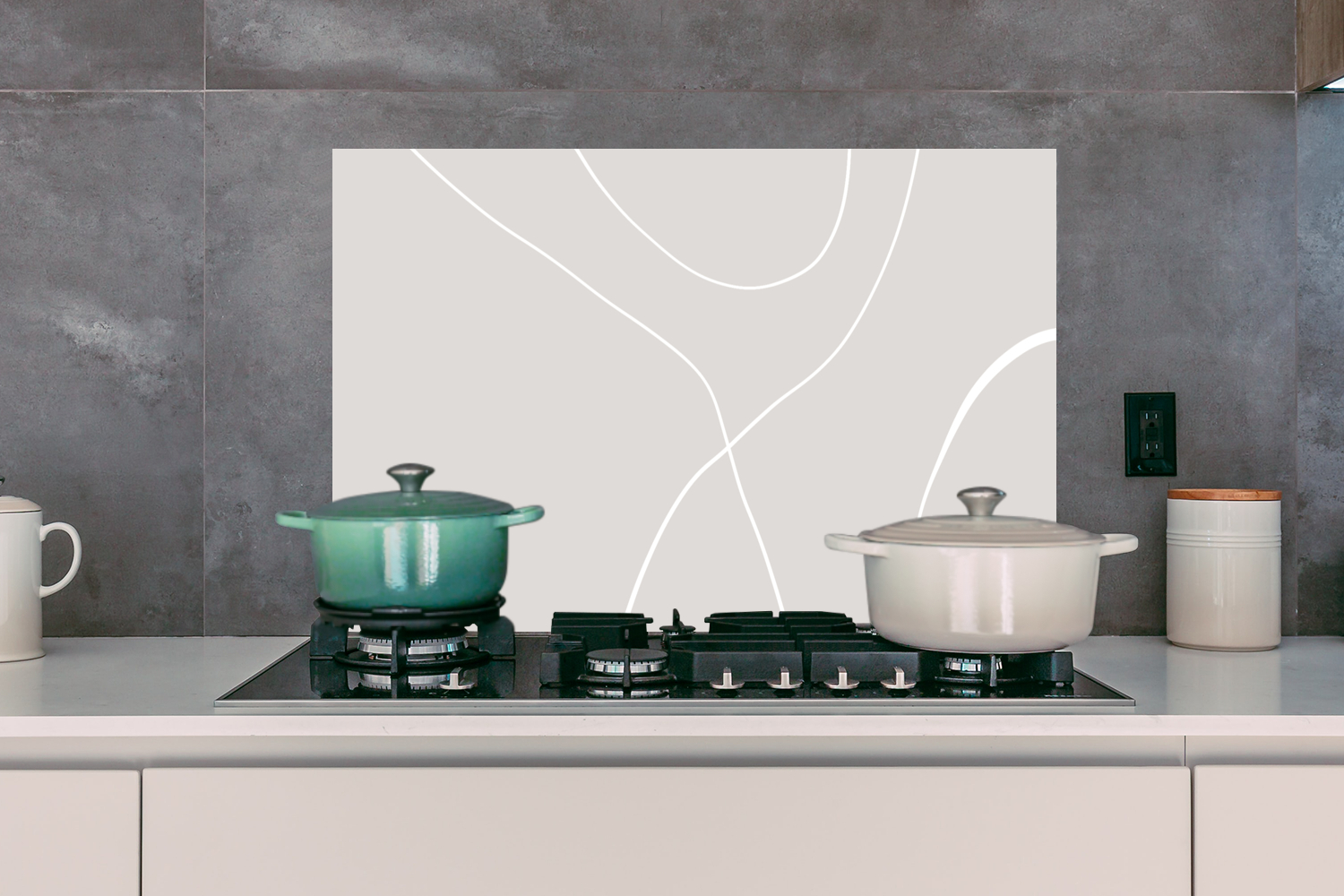 Spatscherm keuken - Line art - Abstract - Pastel-3