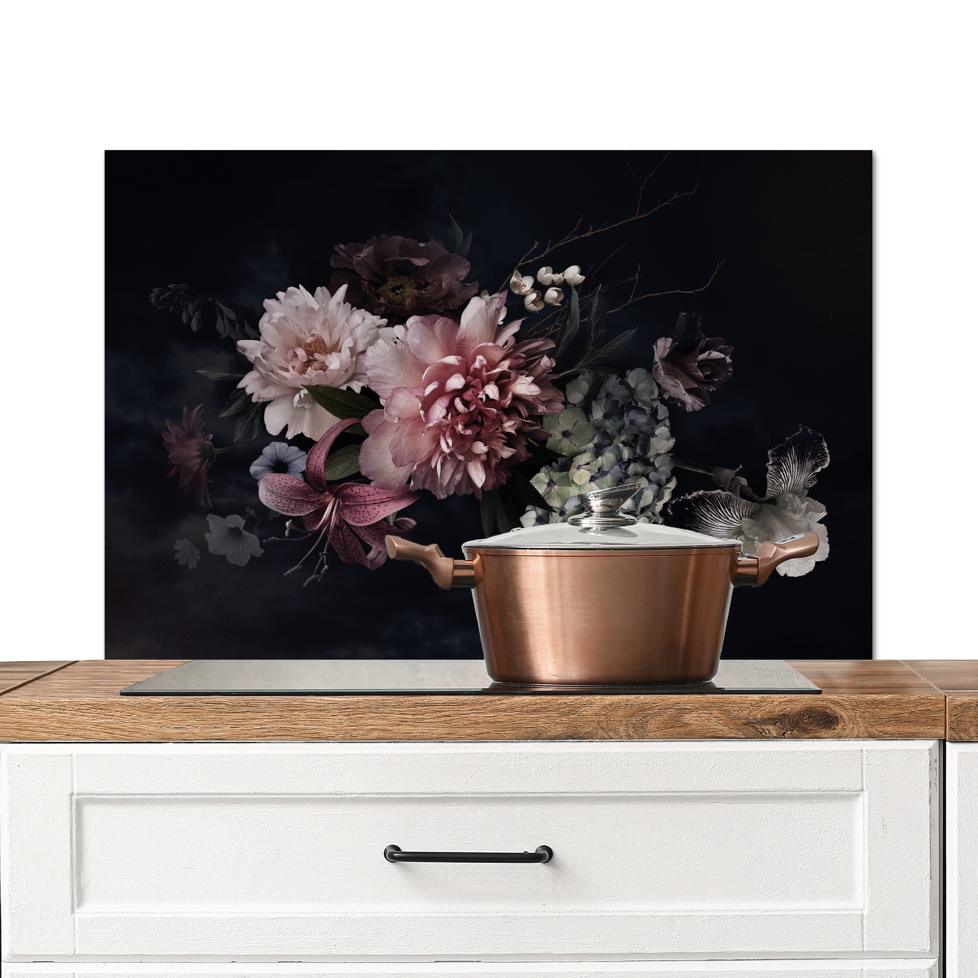 Spatscherm keuken - Bloemen - Vintage - Pastel