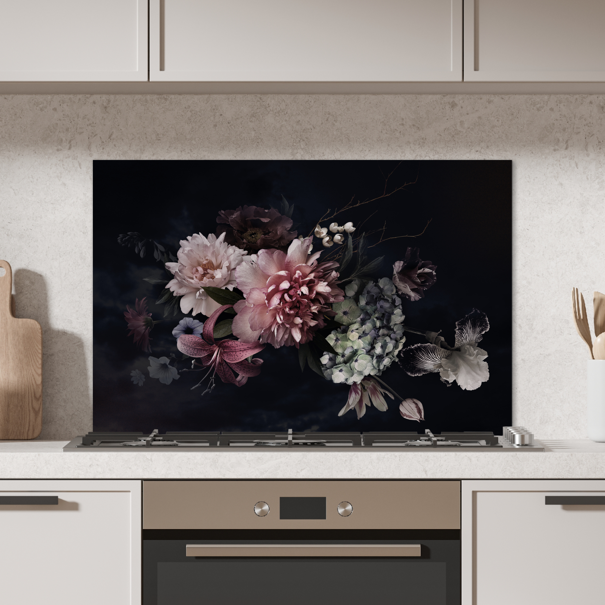 Spatscherm keuken - Bloemen - Vintage - Pastel-2