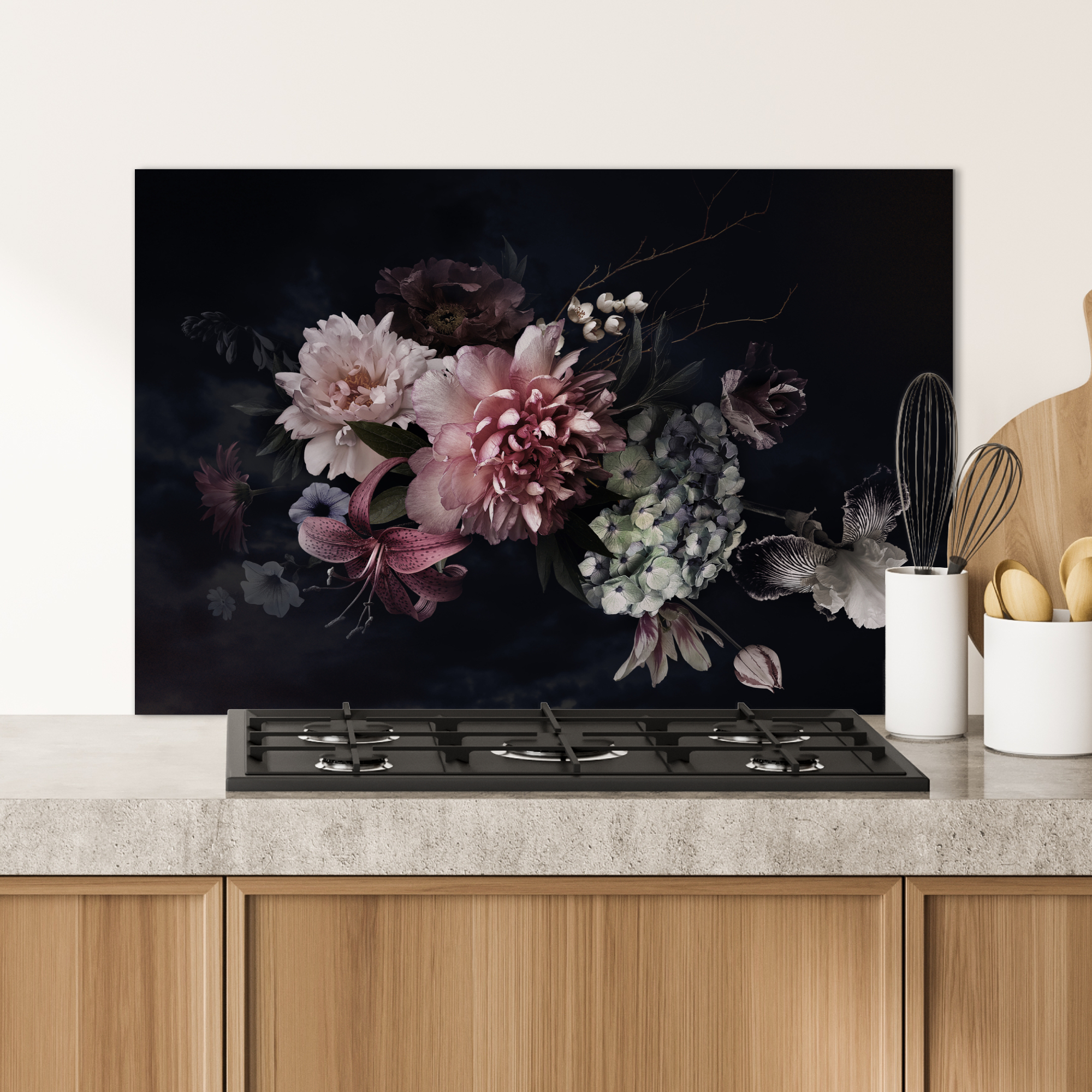 Spatscherm keuken - Bloemen - Vintage - Pastel-4