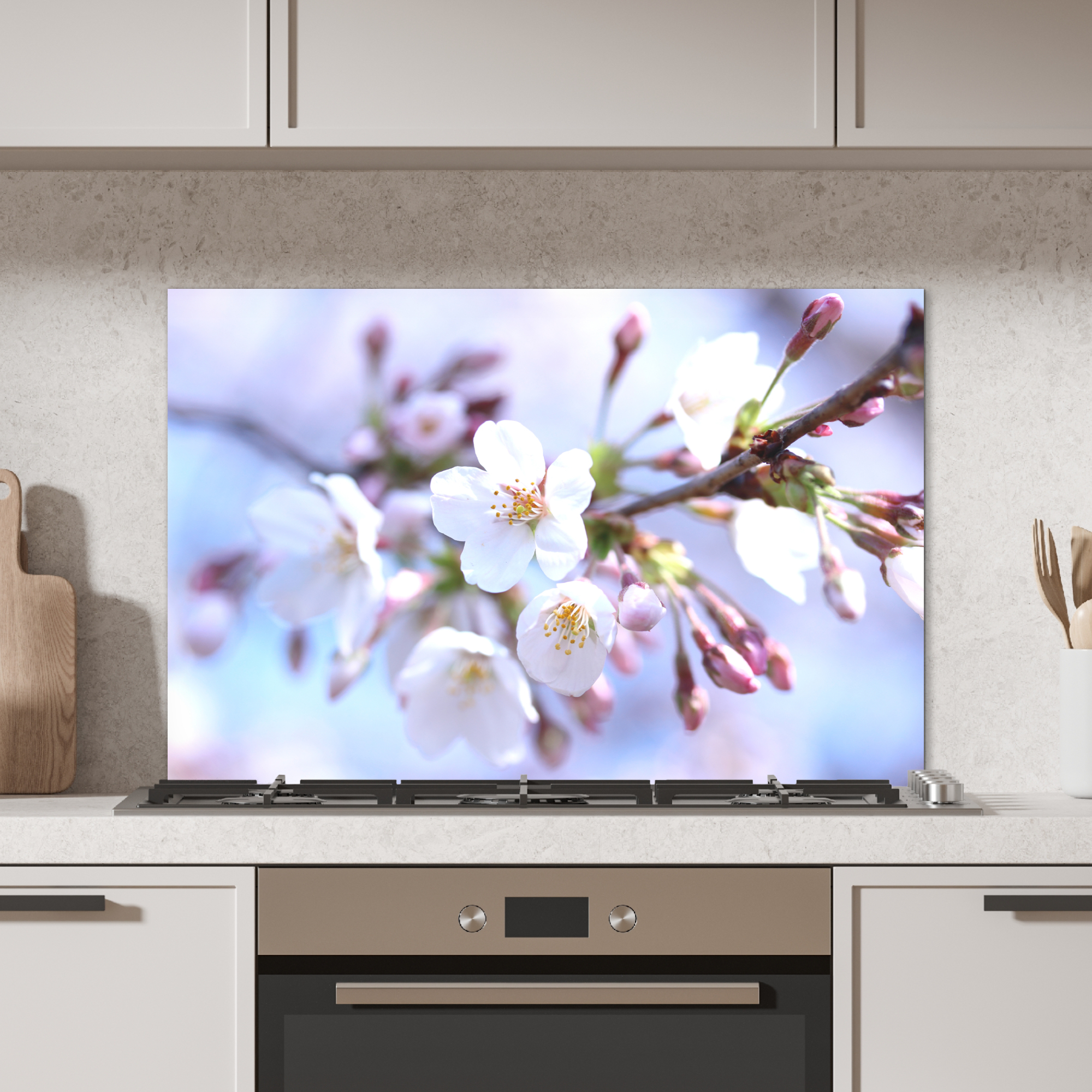 Spatscherm keuken - Bloemen - Sakura - Tak-2