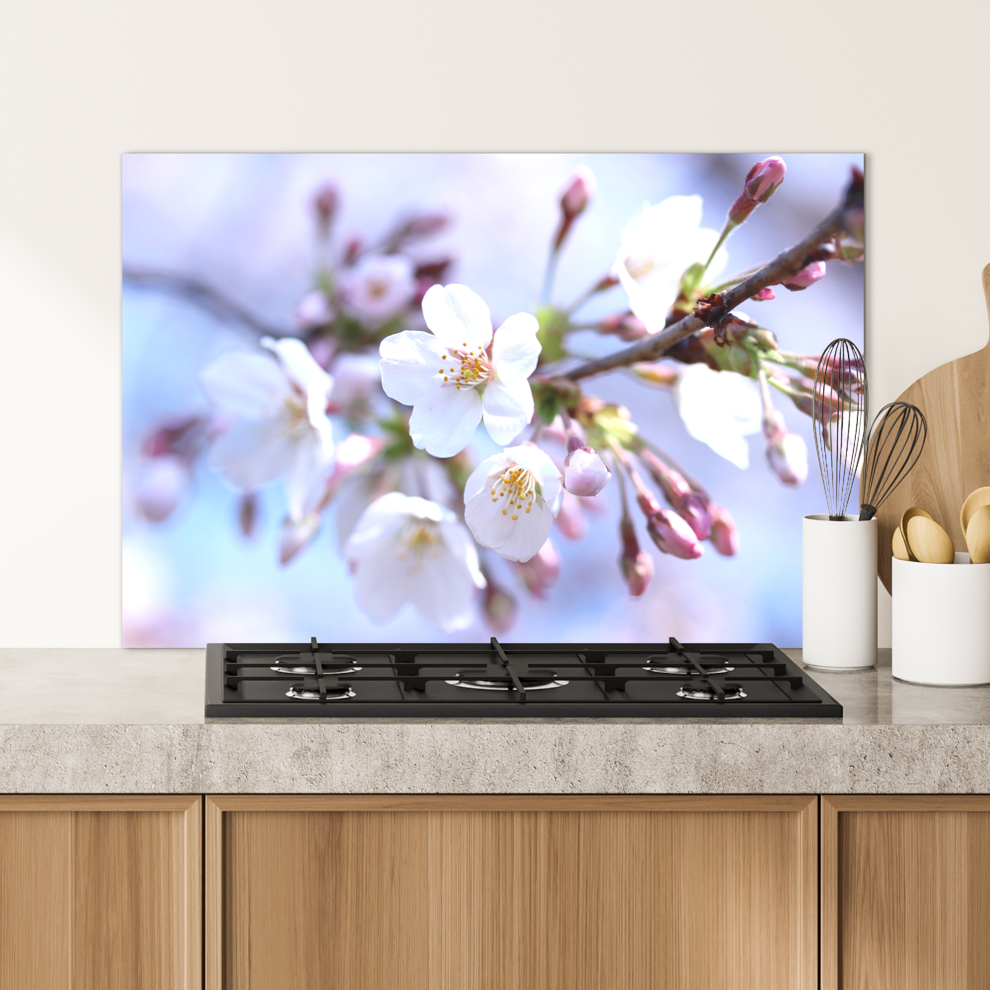 Spatscherm keuken - Bloemen - Sakura - Tak-4
