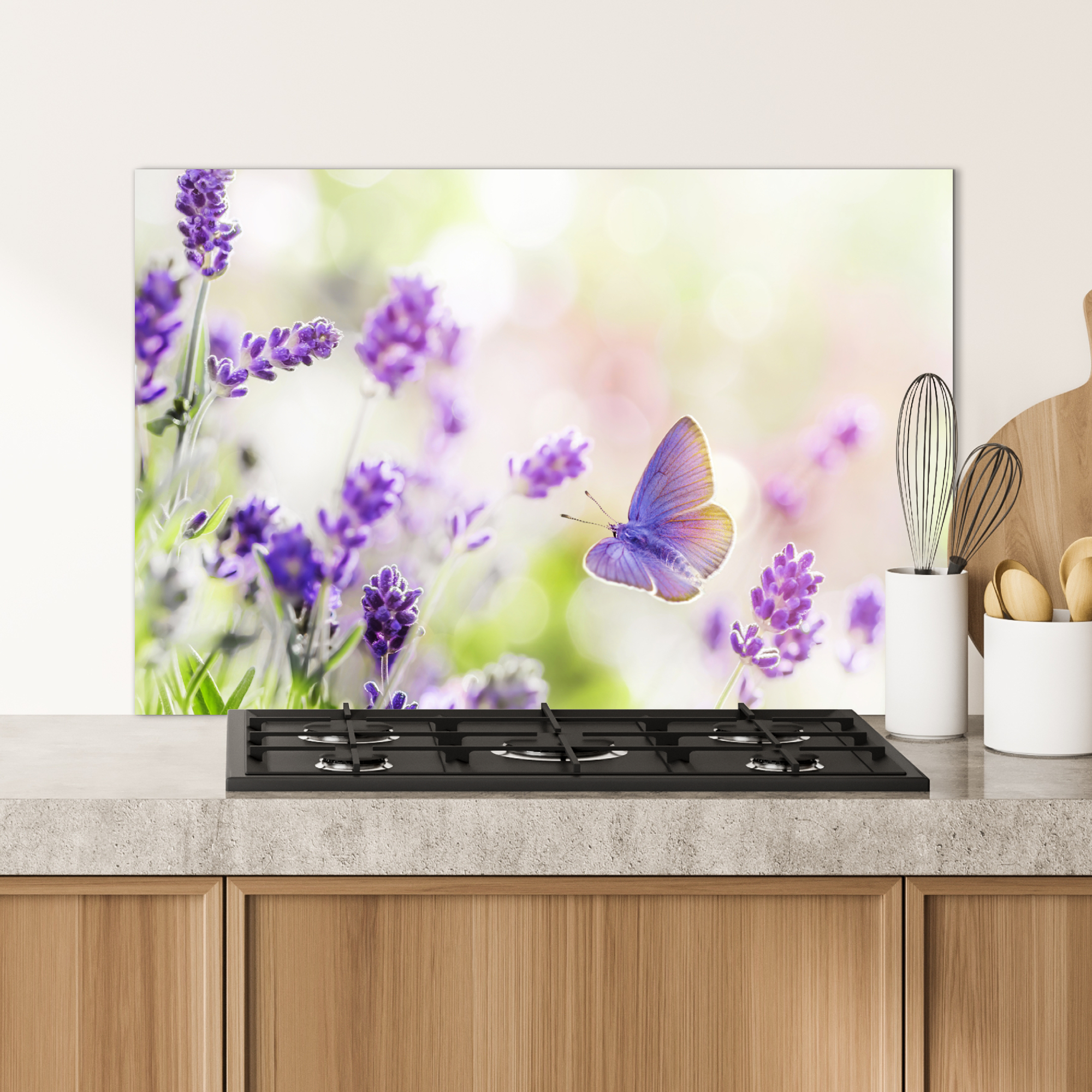 Spatscherm keuken - Lavendel - Vlinder - Bloemen-4