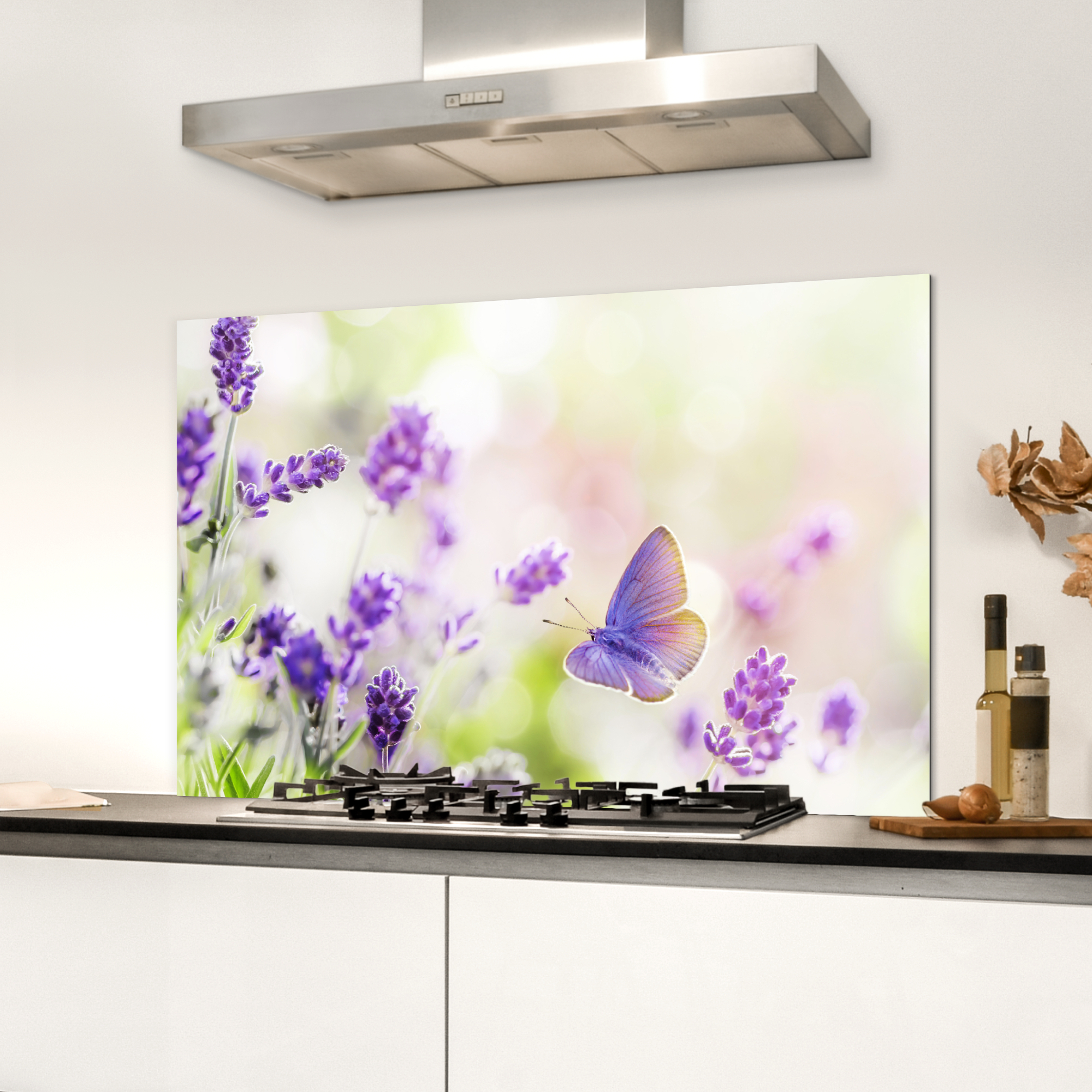 Spatscherm keuken - Lavendel - Vlinder - Bloemen-3