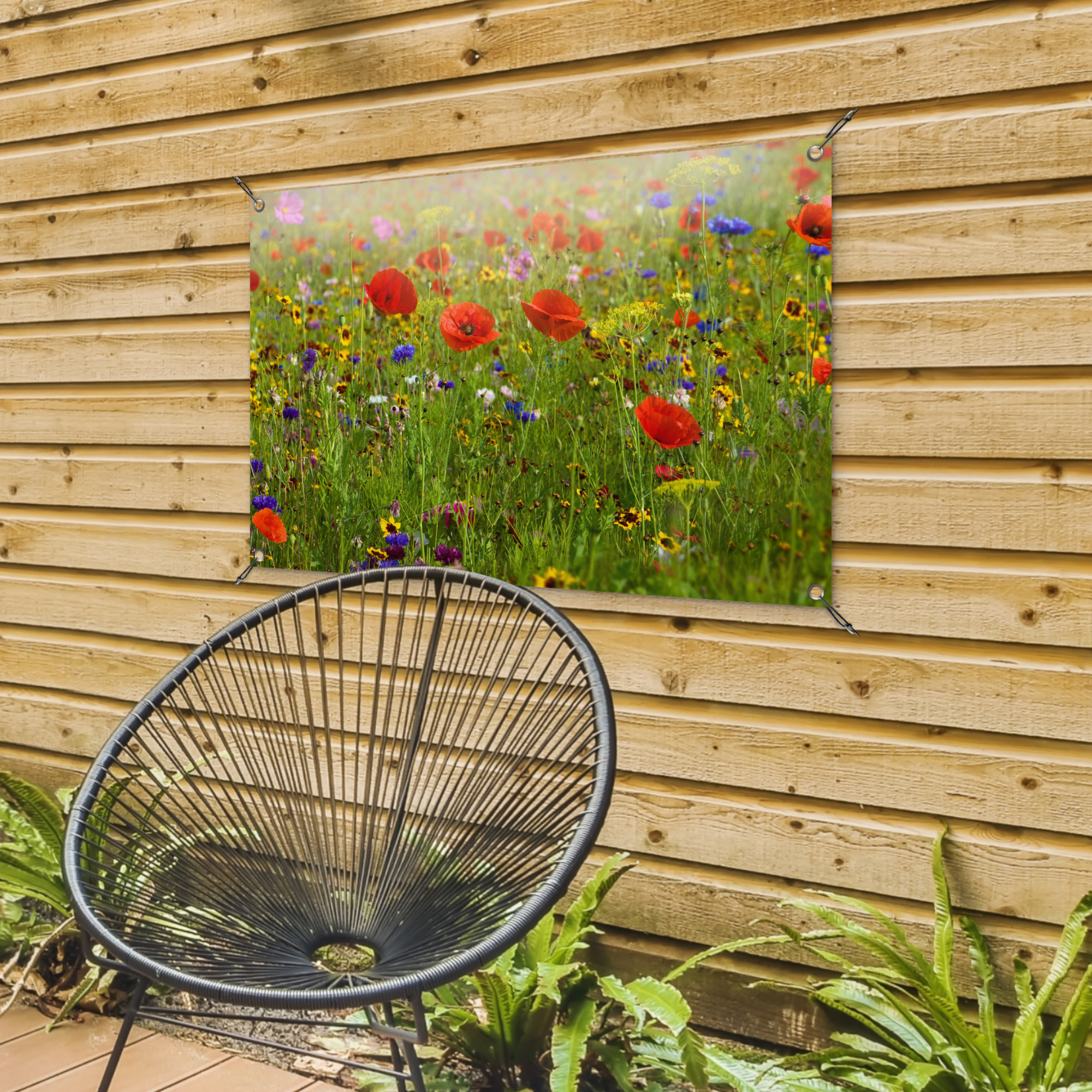 Tuinposter - Lente - Bloemen - Rood - Klaproos - Gras - Groen - Staand-4