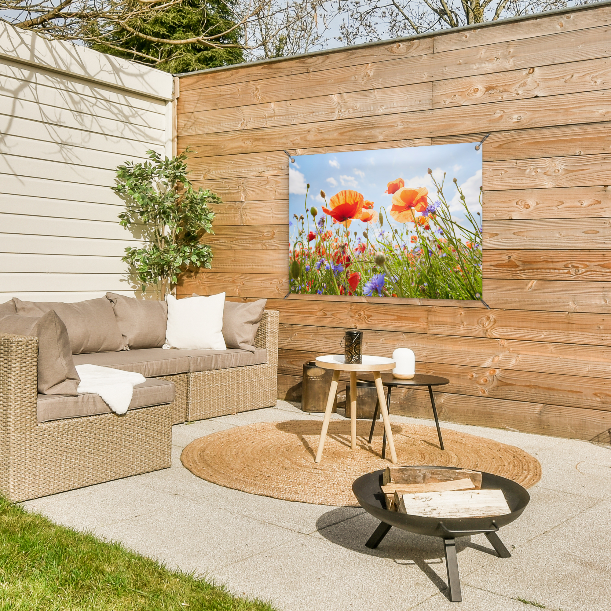 Outdoor Poster - Blumen - Mohn - Frühling - Natur - Rot - Blau - Vertikal-3
