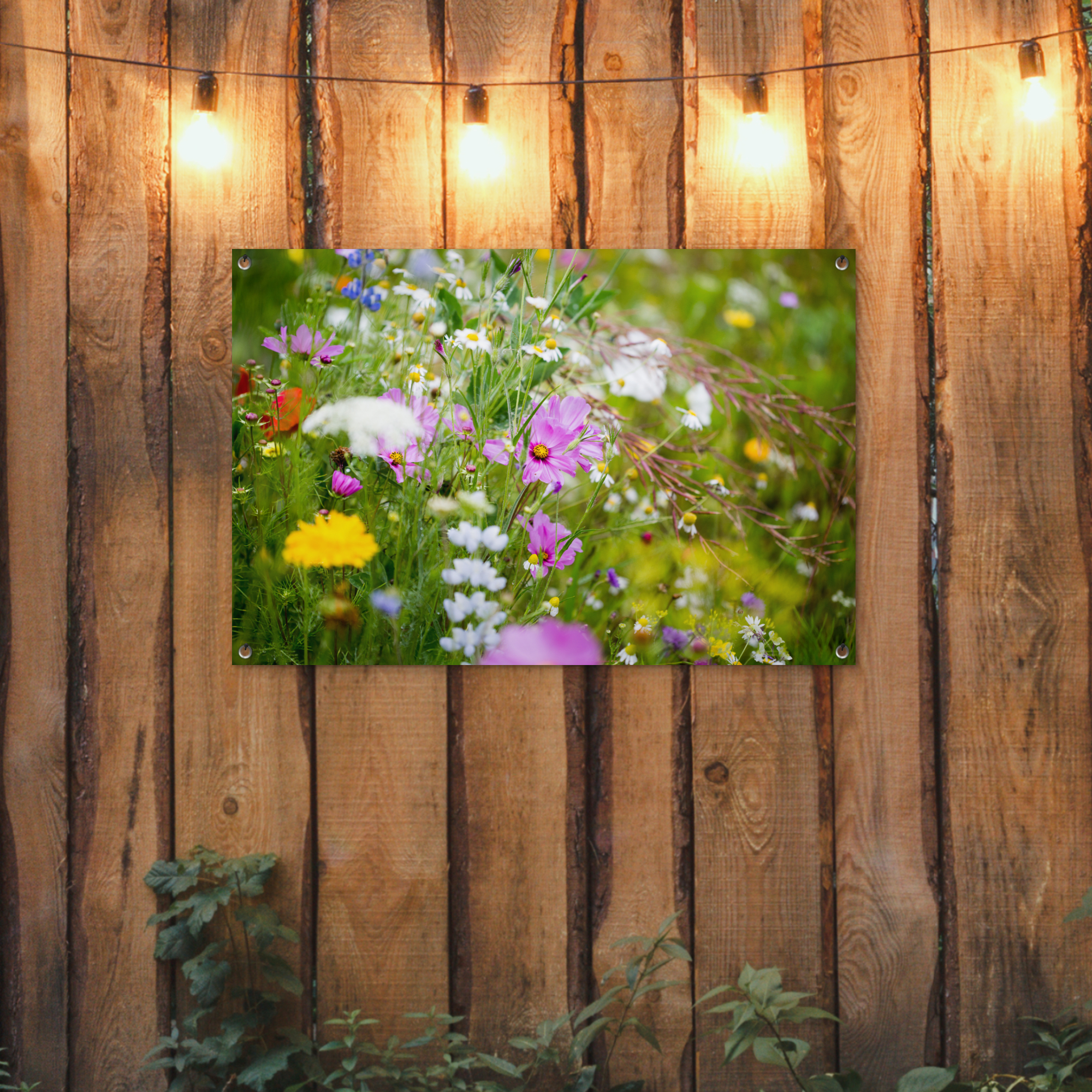 Tuinposter - Bloemen - Natuur - Groen - Gras - Paars - Wit - Staand-2