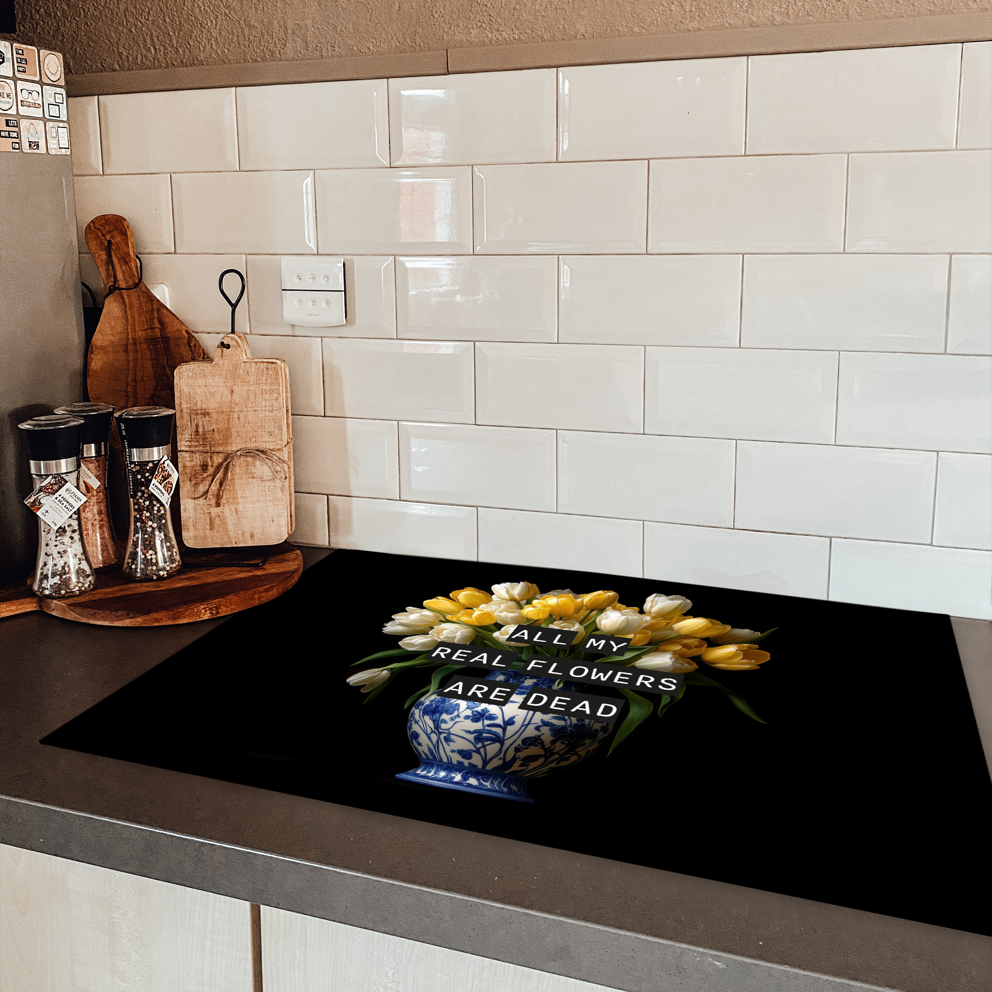 Inductiebeschermer - Quotes - Bloem - Tulp - Geel-3