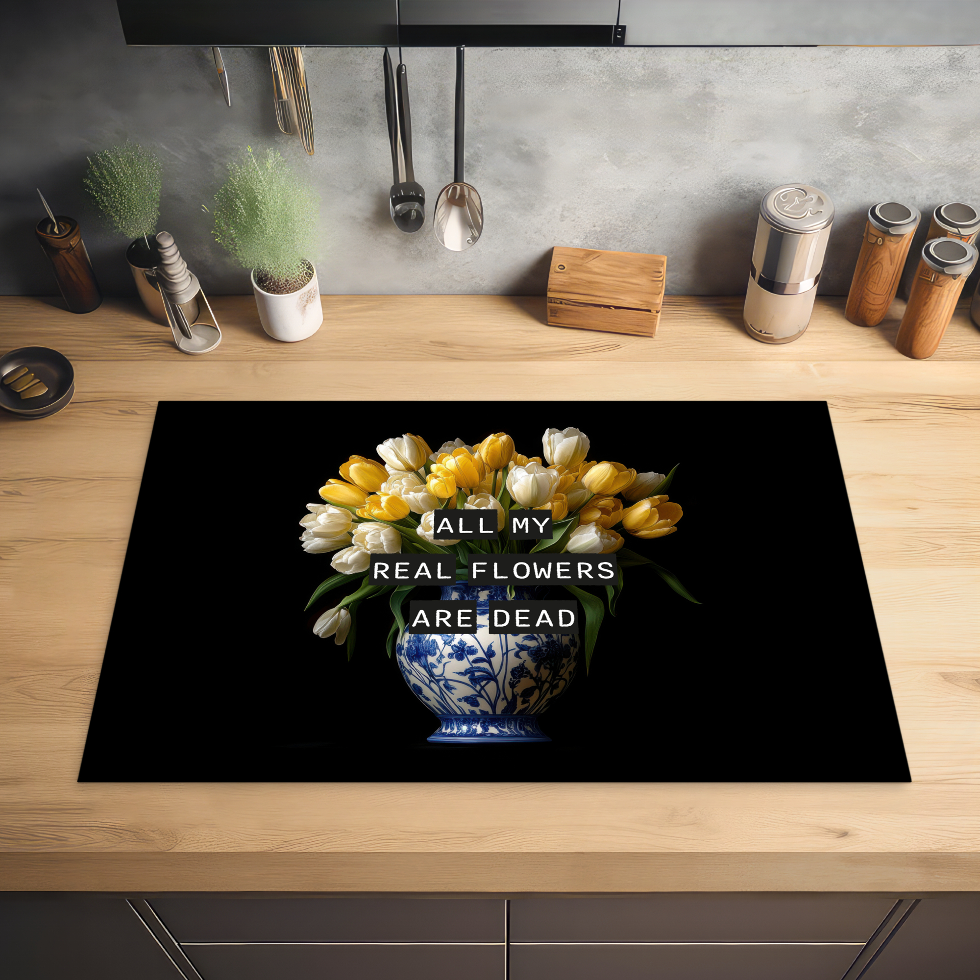 Inductiebeschermer - Quotes - Bloem - Tulp - Geel-2