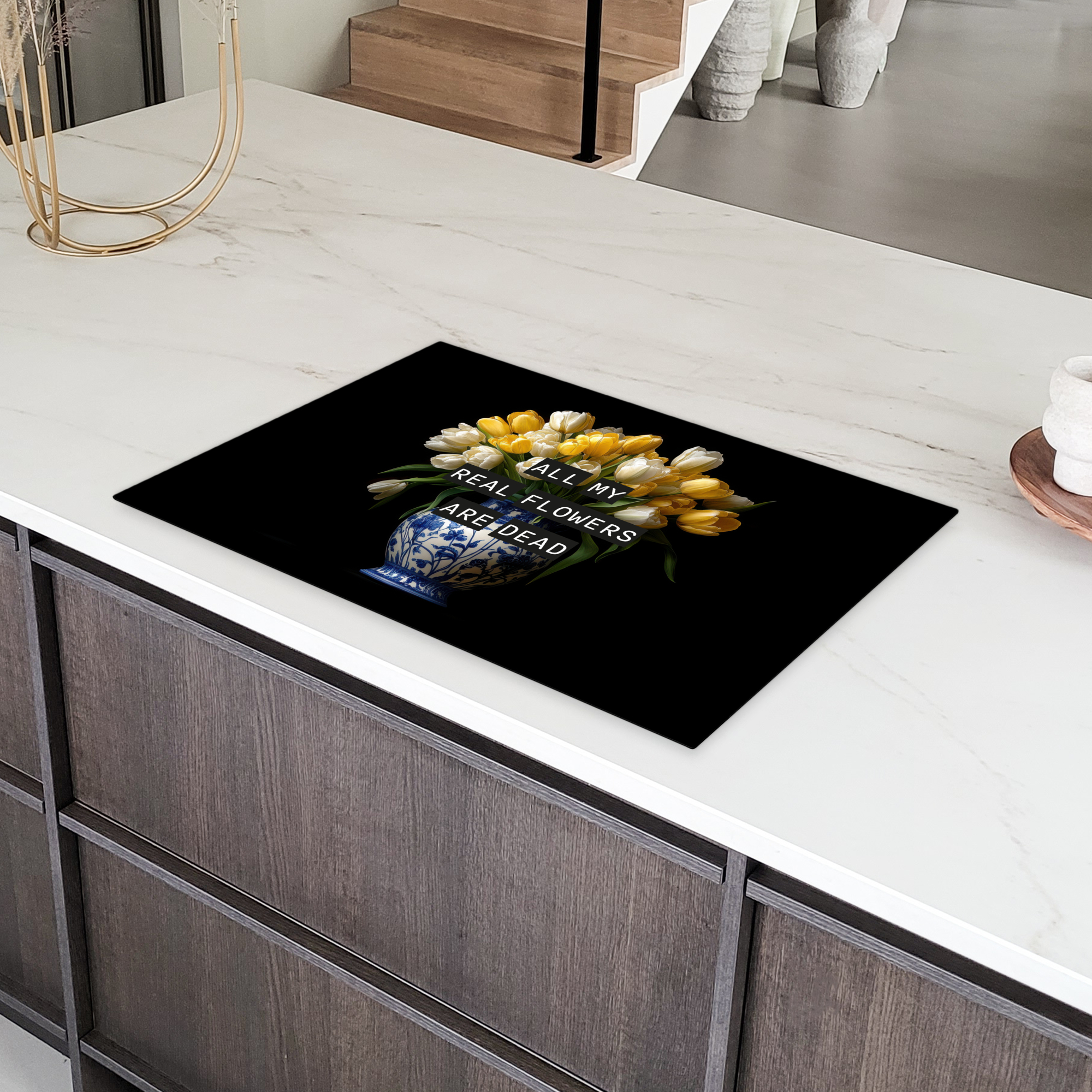 Inductiebeschermer - Quotes - Bloem - Tulp - Geel-4