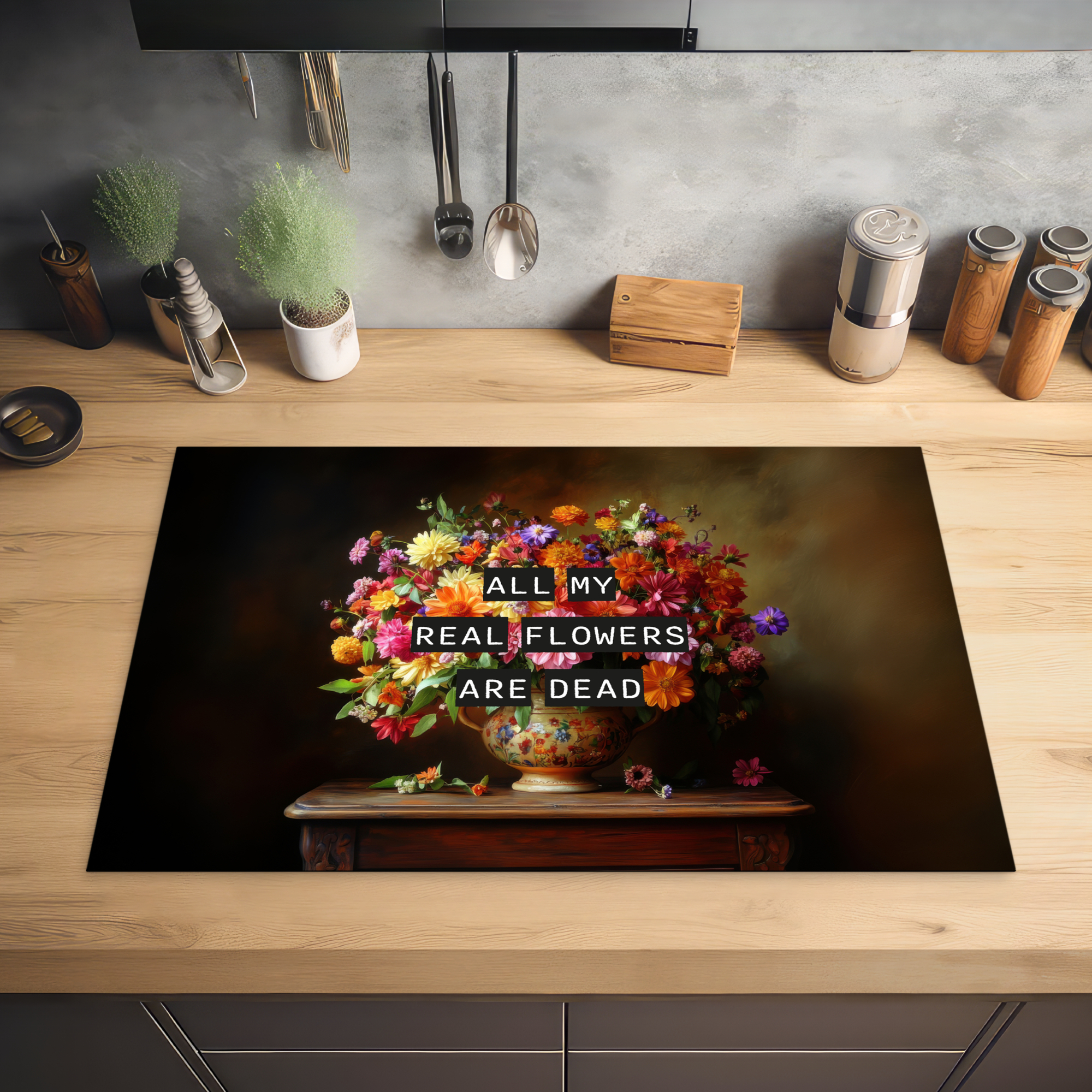 Inductiebeschermer - Kleur - Bloemen - Vintage - Bloemenvaas-2