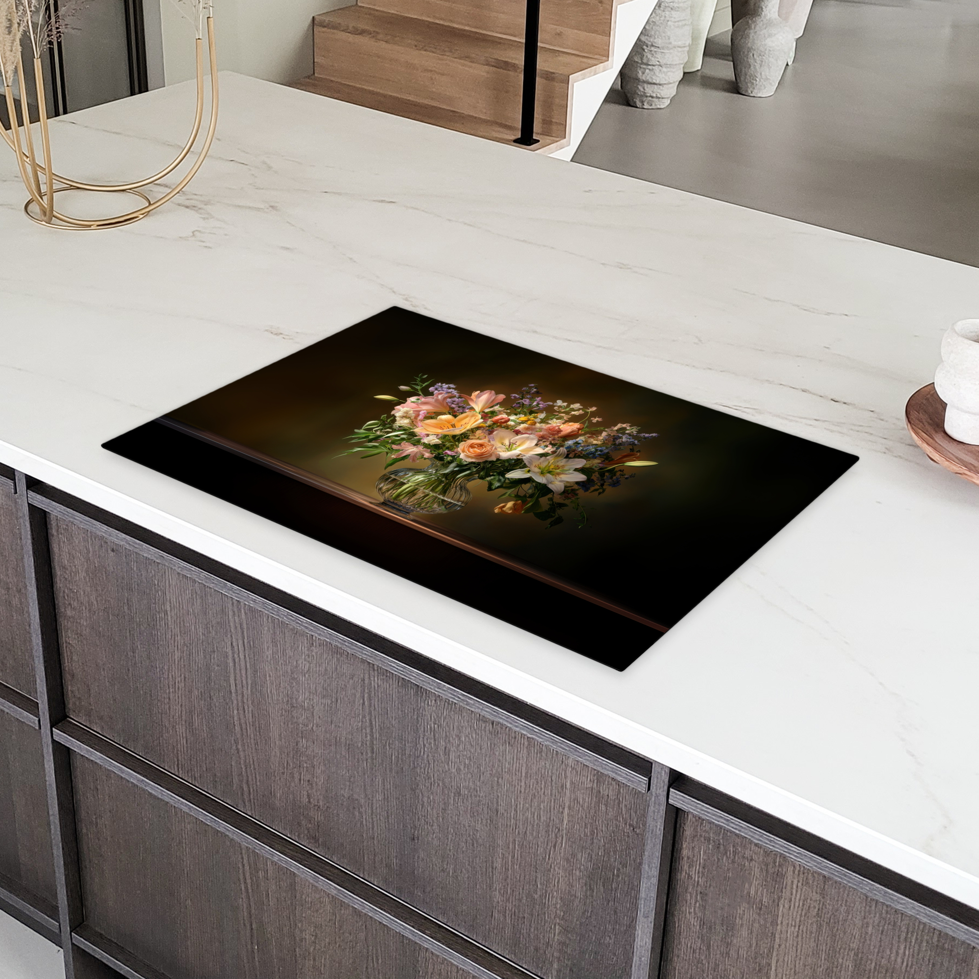 Inductiebeschermer - Glazen - Bloemen - Boeket - Kleuren-4