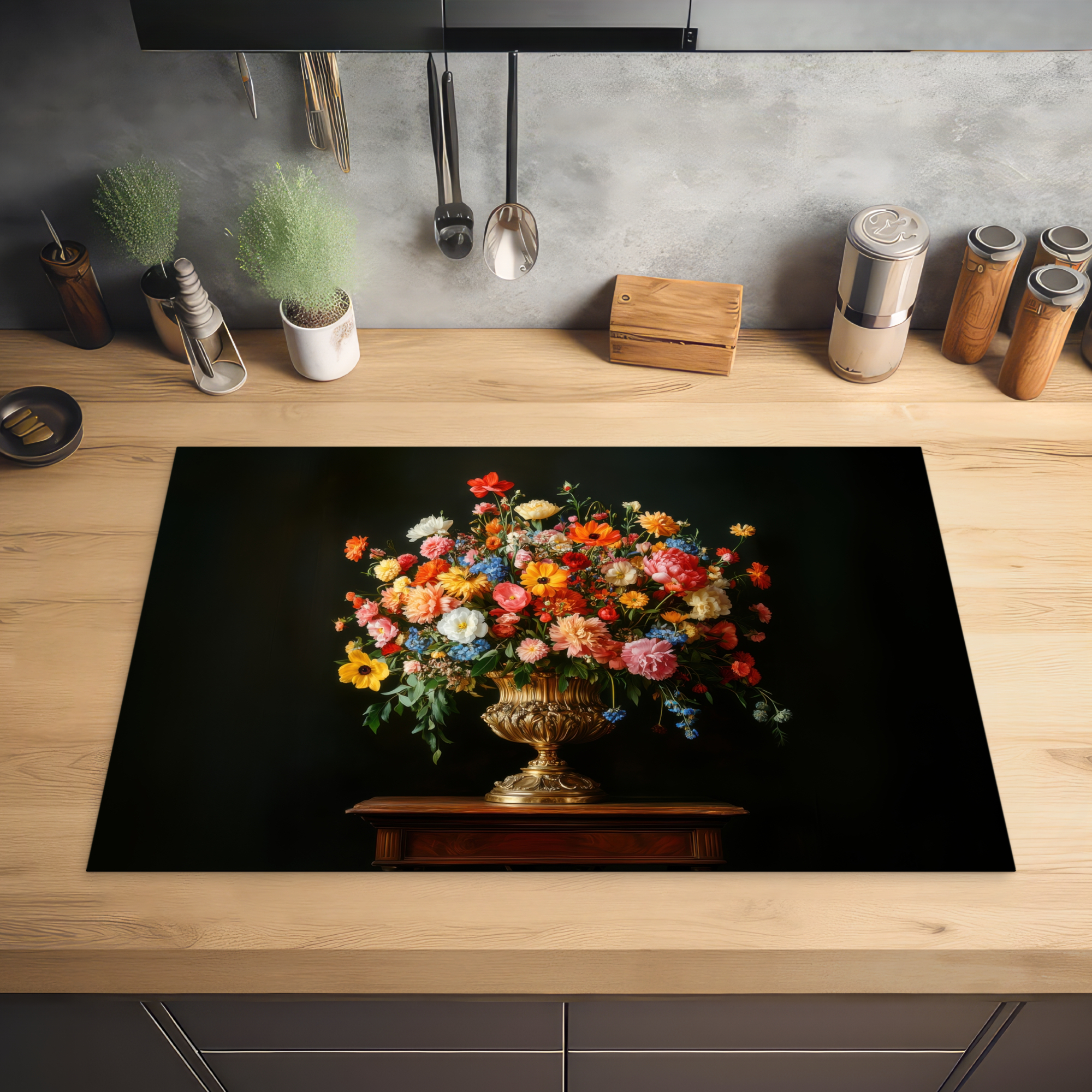 Inductiebeschermer - Goud - Bloemen - Kleuren - Vaas-2