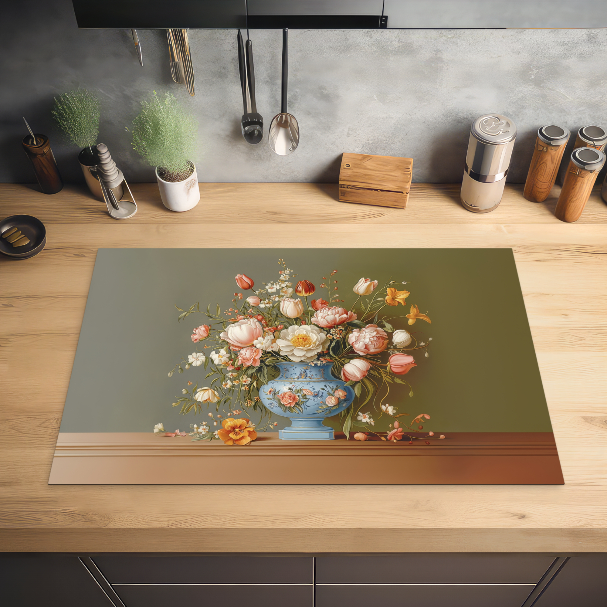 Inductiebeschermer - Neutral - Bloemen - Boeket - Vaas-2