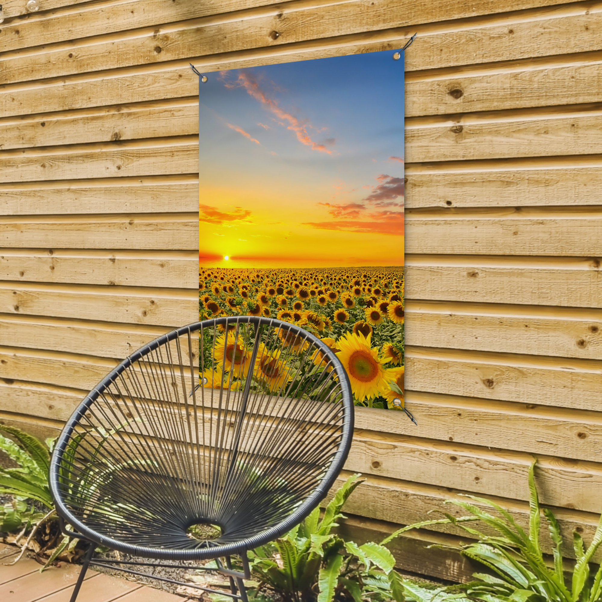 Tuinposter - Bloemen - Zonnebloem - Zonsondergang - Nacht - Oranje - Staand-4