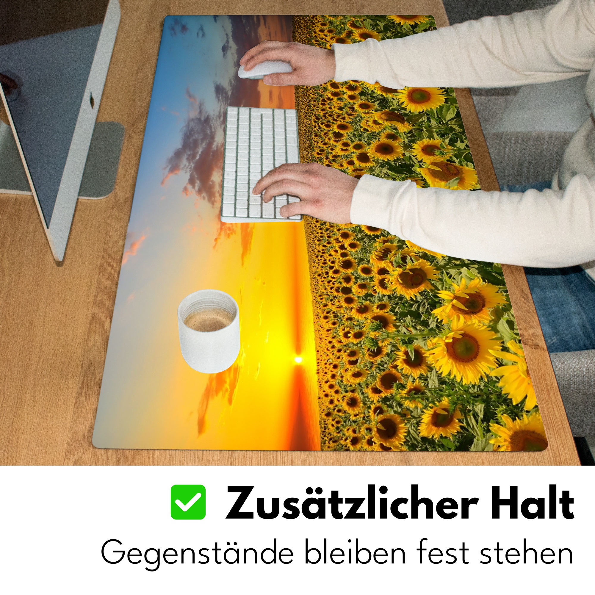 Schreibtischunterlage - Blumen - Sonnenblume - Sonnenuntergang - Nacht - Orange-5