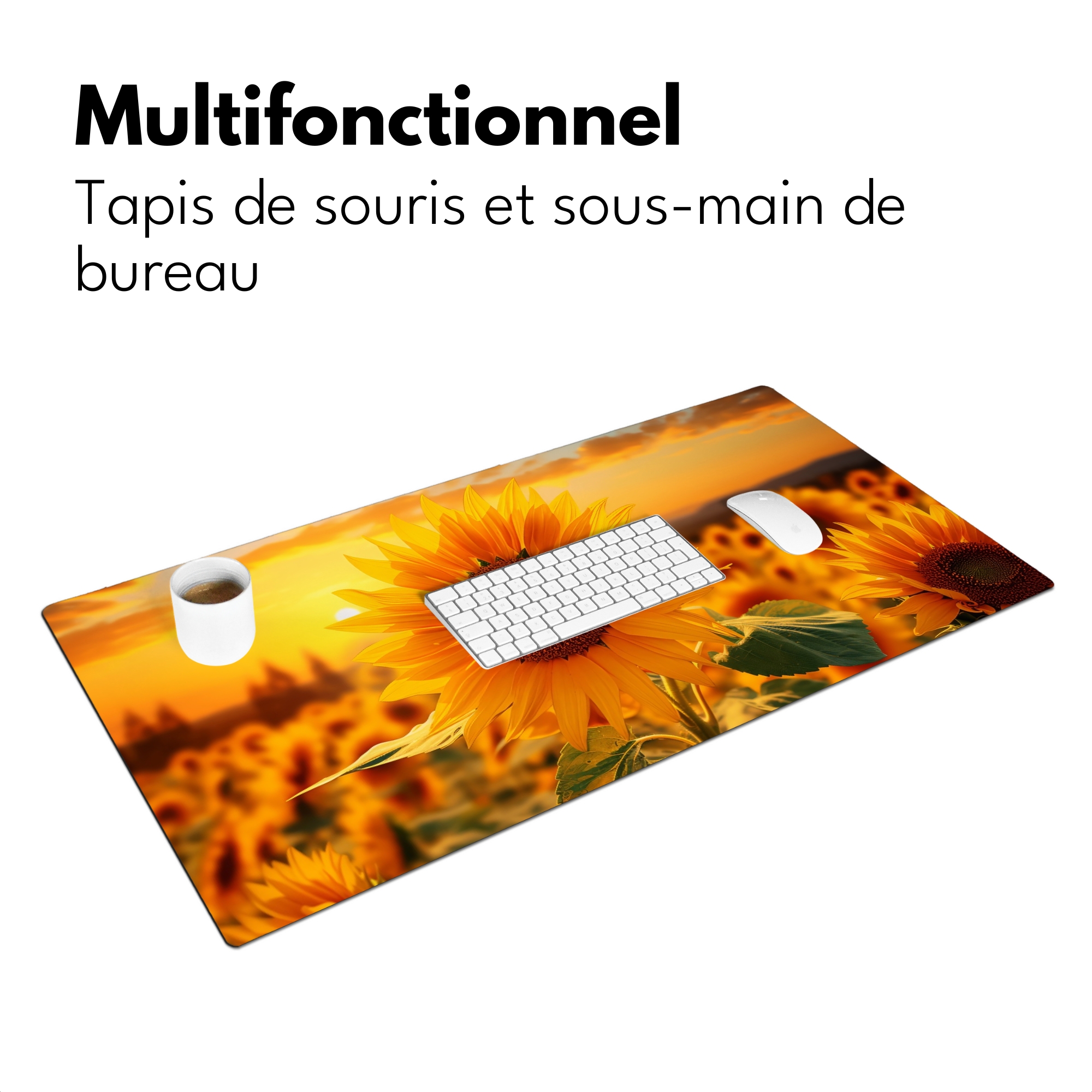 Sous main bureau - Tournesol - Fleurs - Jaune - Champ De Fleurs Avec Tournesols-3