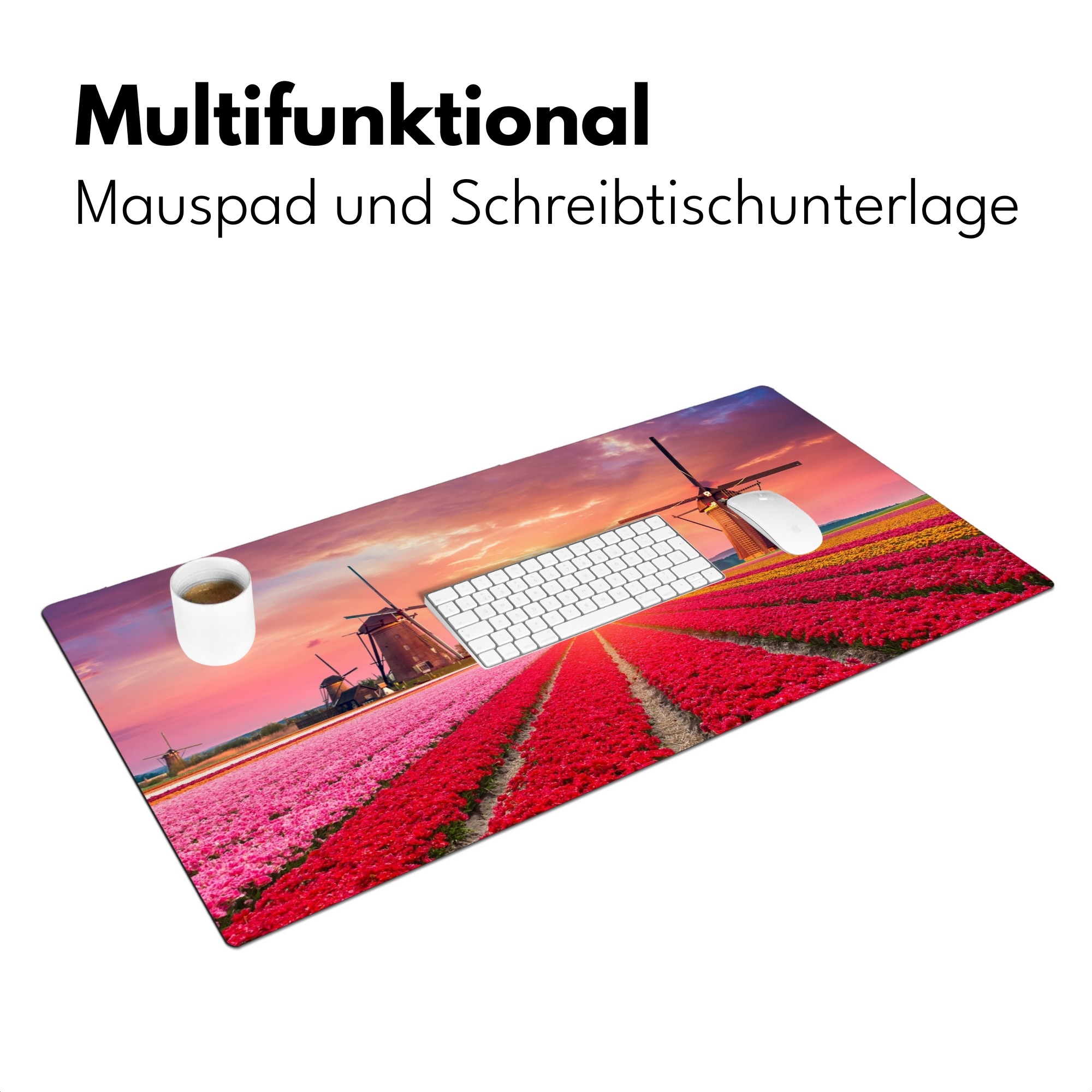 Schreibtischunterlage - Blumen - Tulpen - Blumenfeld - Mühlen - Holland-3