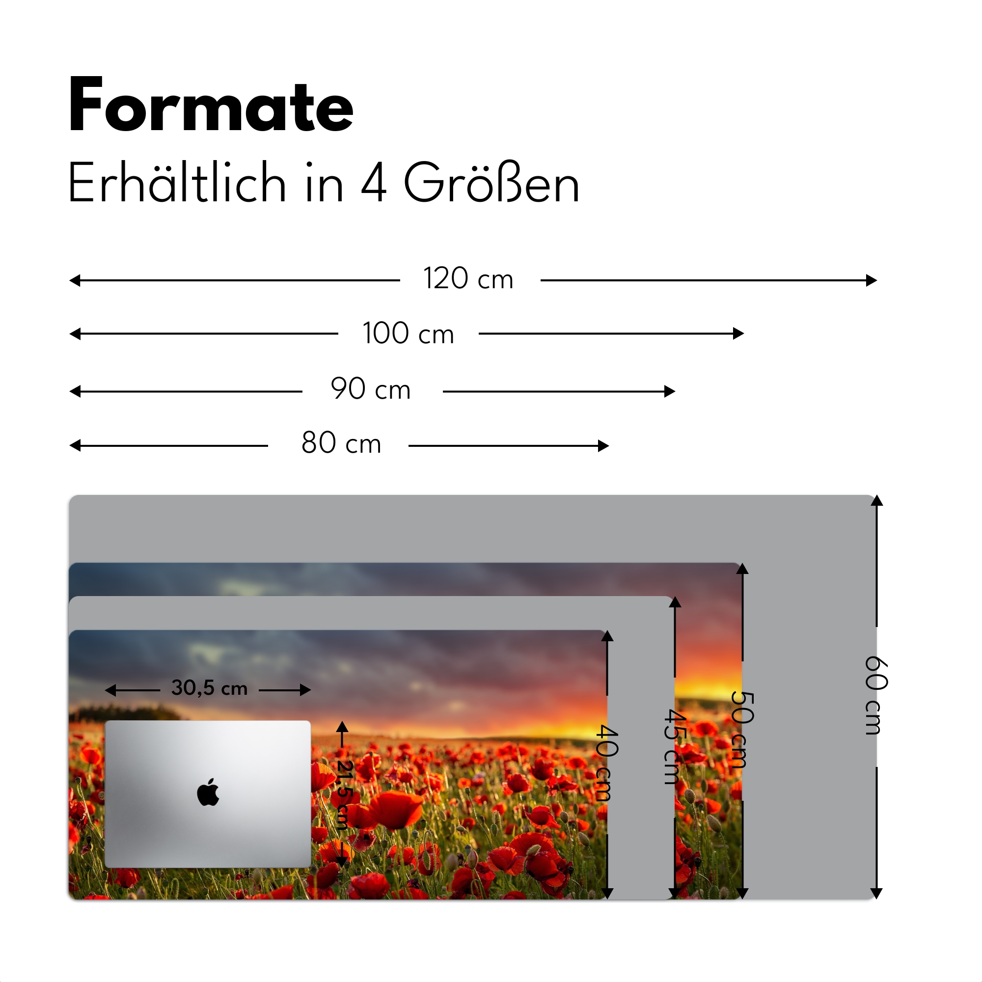 Schreibtischunterlage - Sonnenuntergang - Mohnblumen - Rot - Blumen - Feld - Natur-4