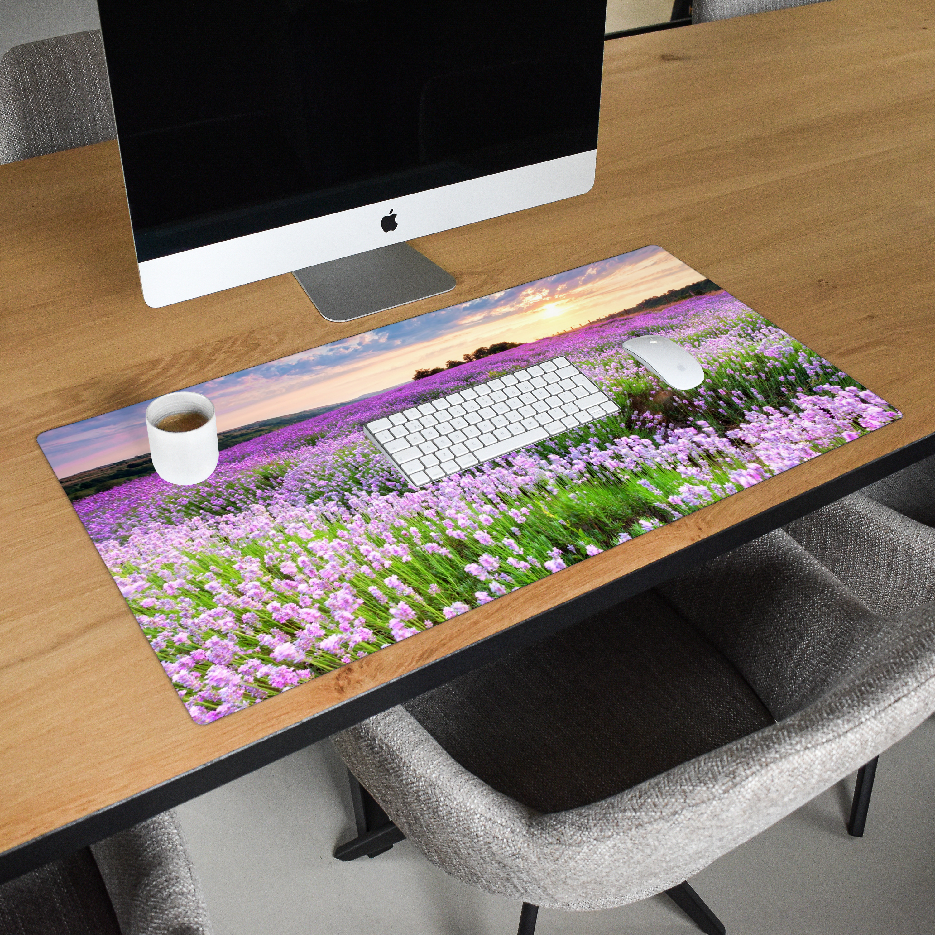 Schreibtischunterlage - Blumen - Lavendel - Lila - Himmel - Sonnenuntergang - Wiese - Natur-2