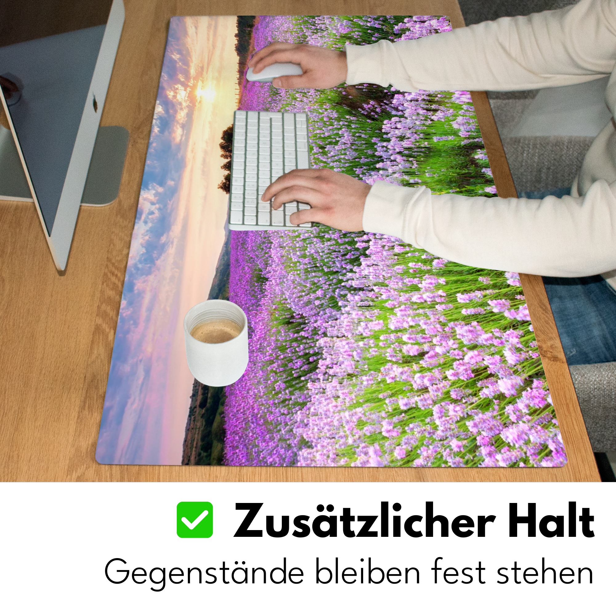 Schreibtischunterlage - Blumen - Lavendel - Lila - Himmel - Sonnenuntergang - Wiese - Natur-5