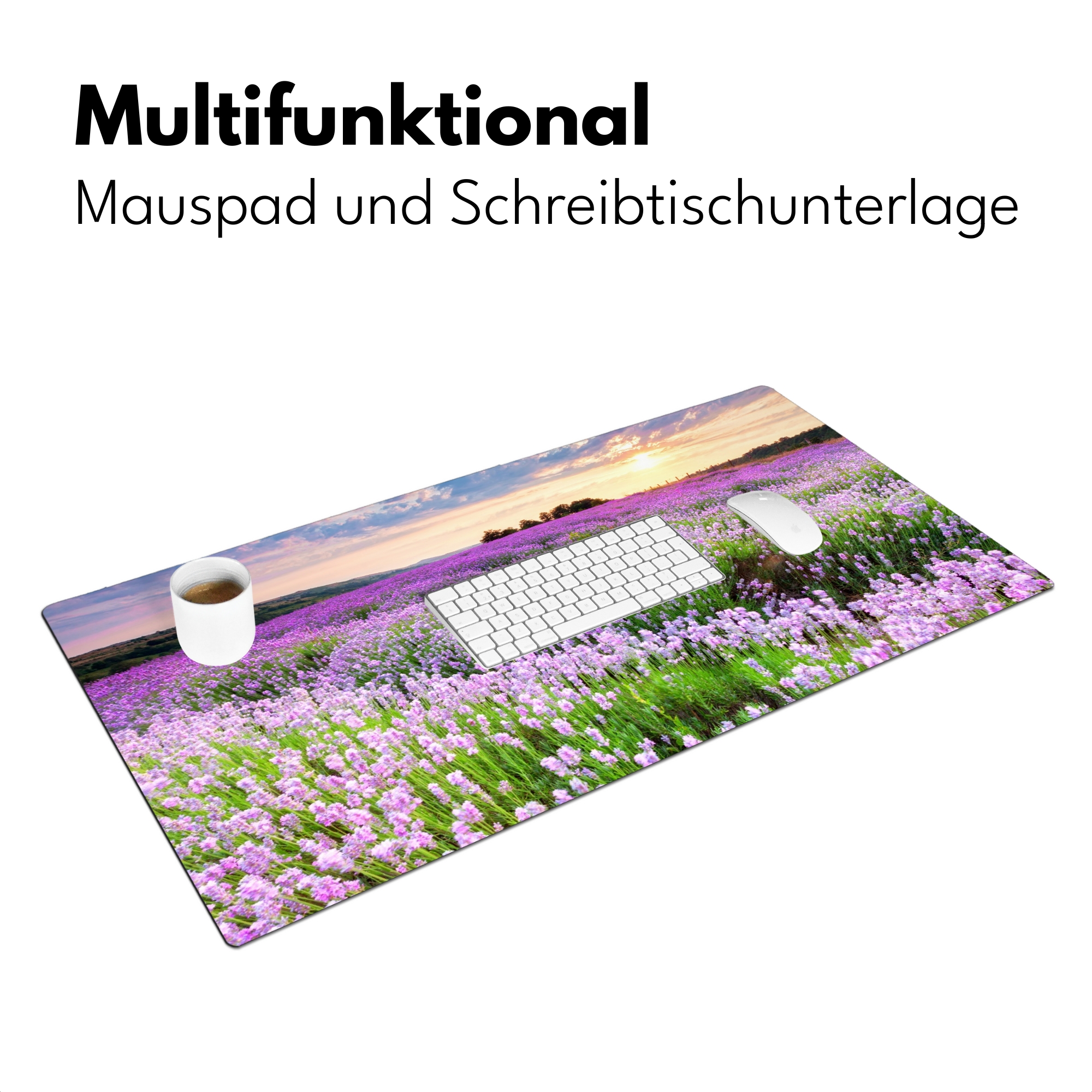 Schreibtischunterlage - Blumen - Lavendel - Lila - Himmel - Sonnenuntergang - Wiese - Natur-3