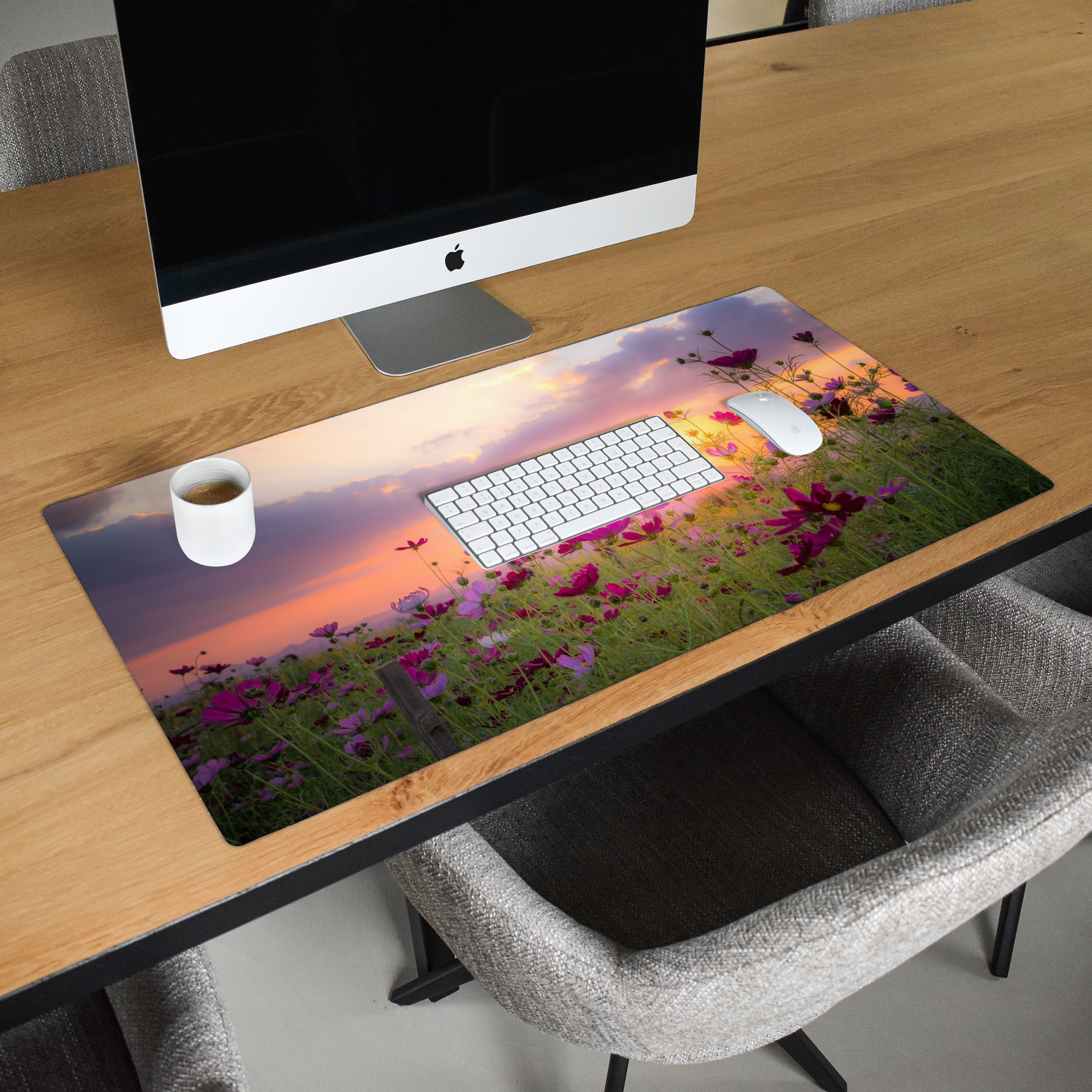 Schreibtischunterlage - Blumen - Rosa - Sonnenuntergang - Natur - Wiese - Horizont-2