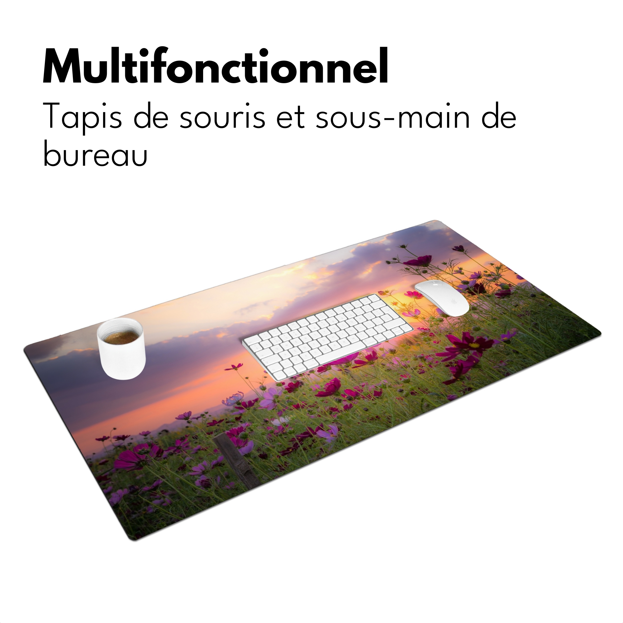 Sous main bureau - Fleurs - Rose - Coucher de soleil - Nature - Prairie - Horizon-3