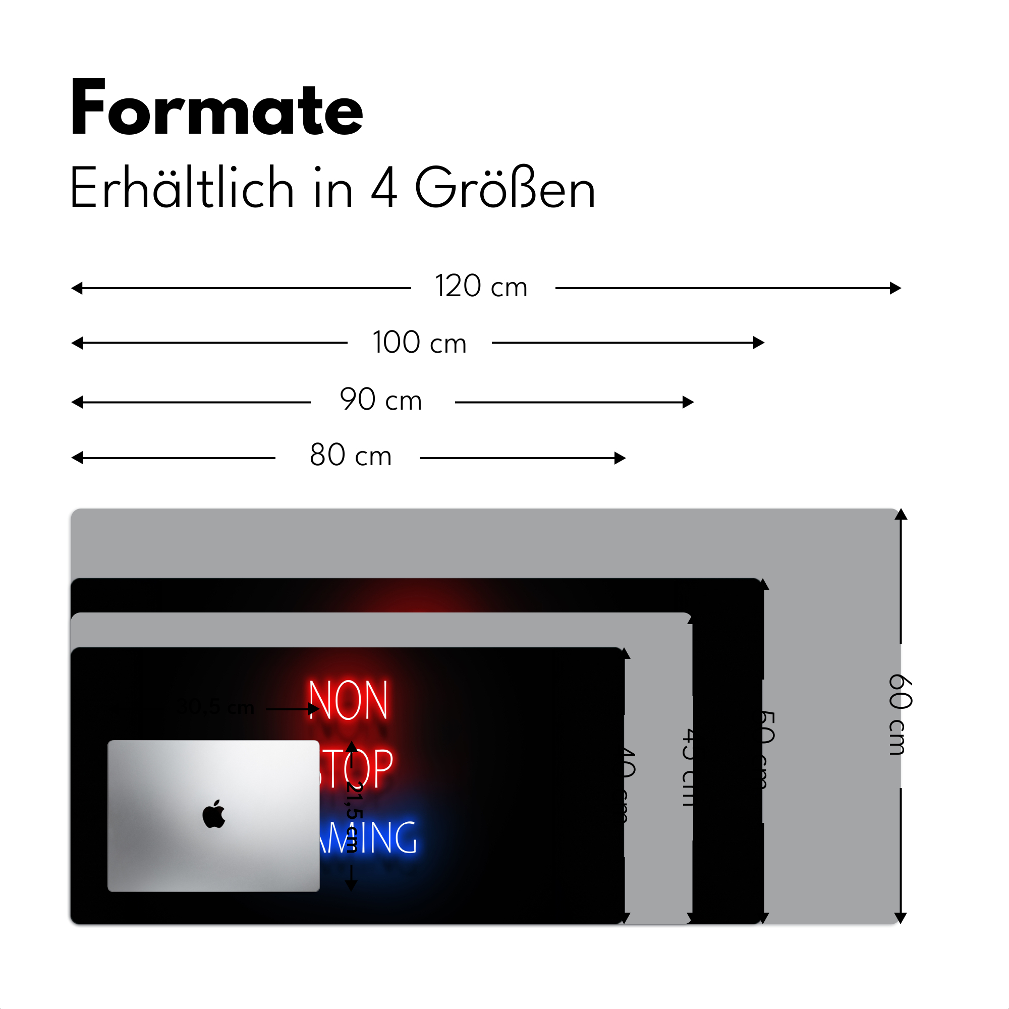 Schreibtischunterlage - Text – Gaming Non-Stop Gaming Neonschwarz-4