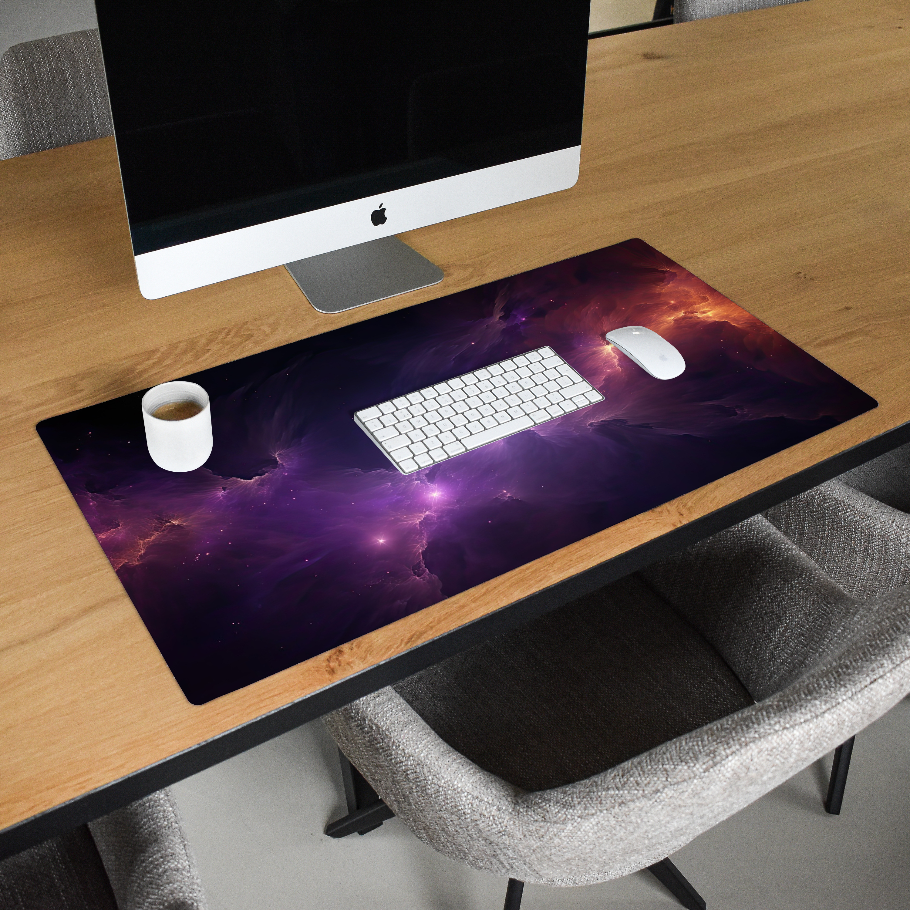 Schreibtischunterlage - Galaxie – Neon – Lila – Sterne – Gaming-2