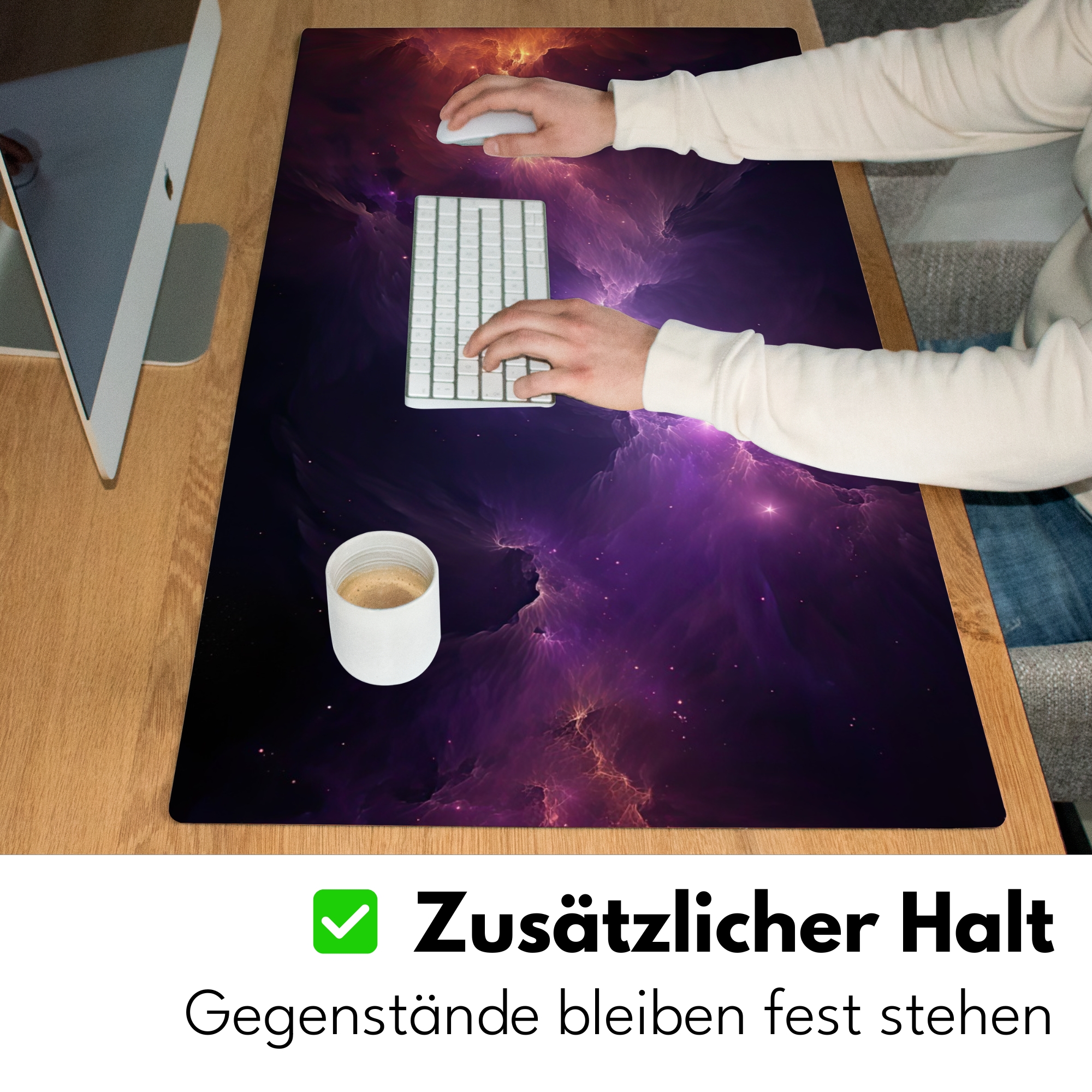 Schreibtischunterlage - Galaxie – Neon – Lila – Sterne – Gaming-5