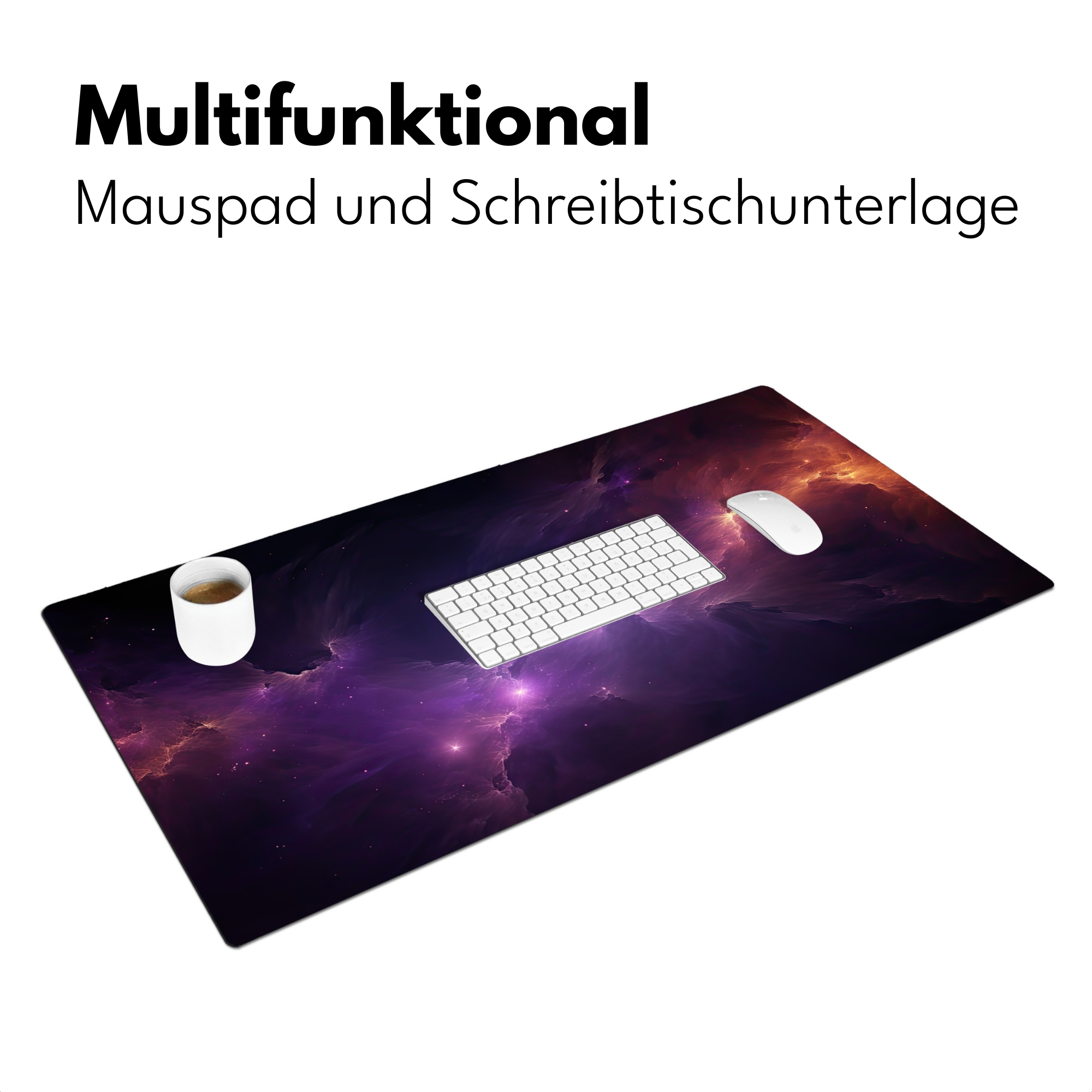 Schreibtischunterlage - Galaxie – Neon – Lila – Sterne – Gaming-3