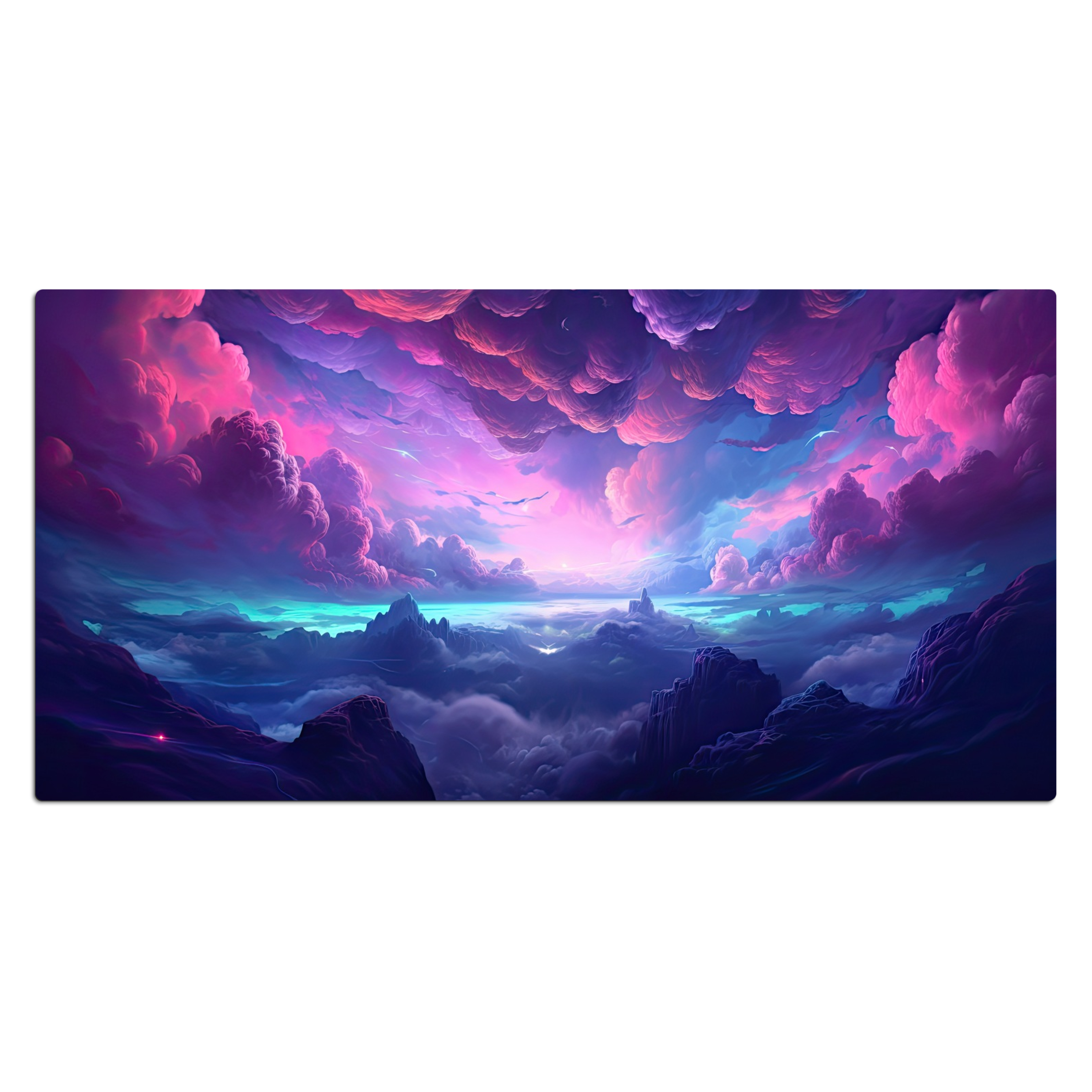 Schreibtischunterlage - Neon - Wolken - Rosa Blau - Gaming