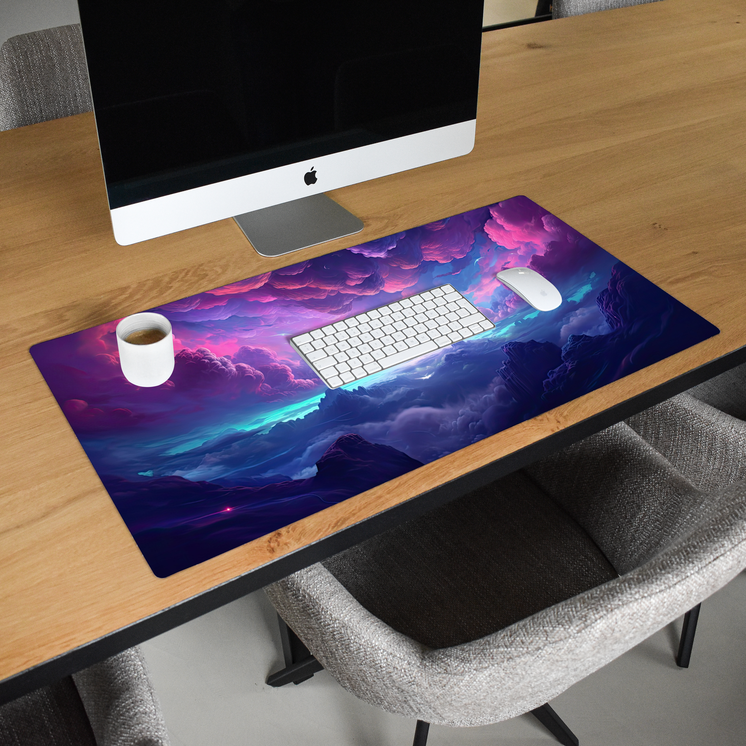 Schreibtischunterlage - Neon - Wolken - Rosa Blau - Gaming-2